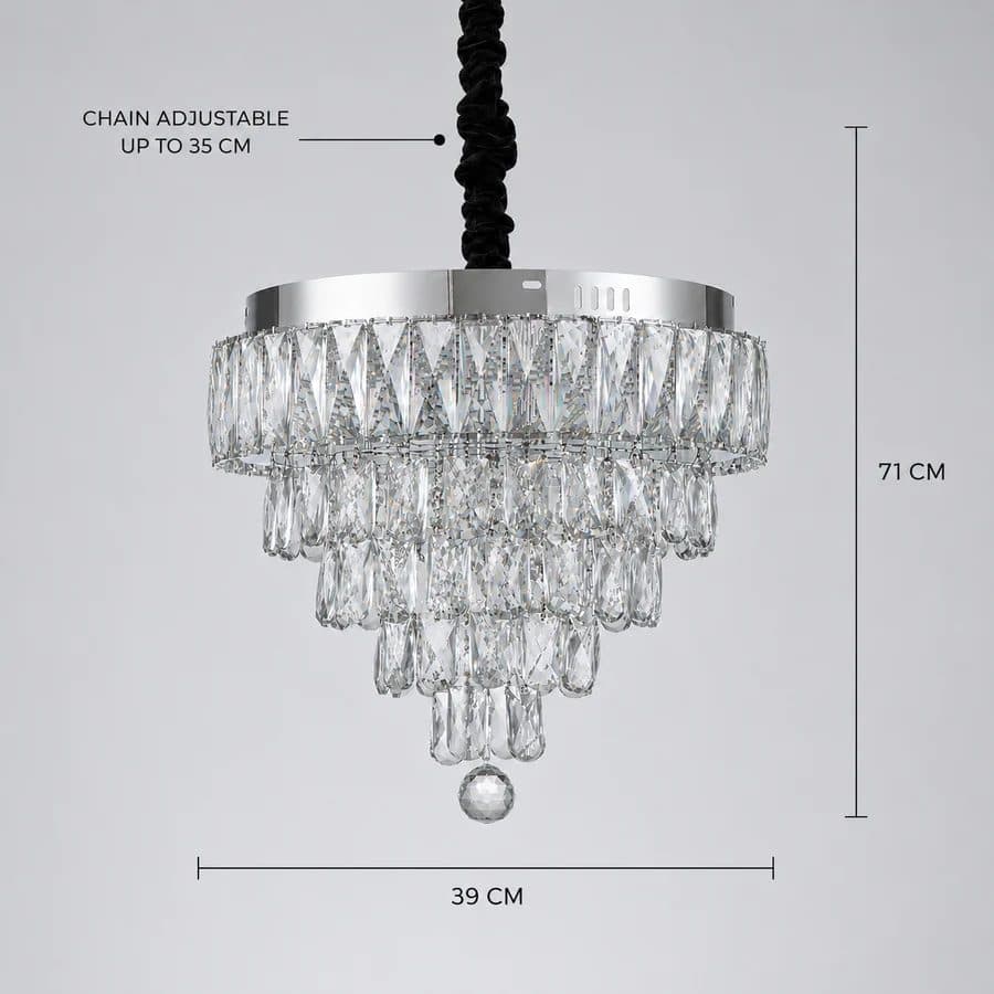 Lustra LED Cristal Nobile RIGO cu telecomanda, Crom Lucios, 39cm — imagine 3