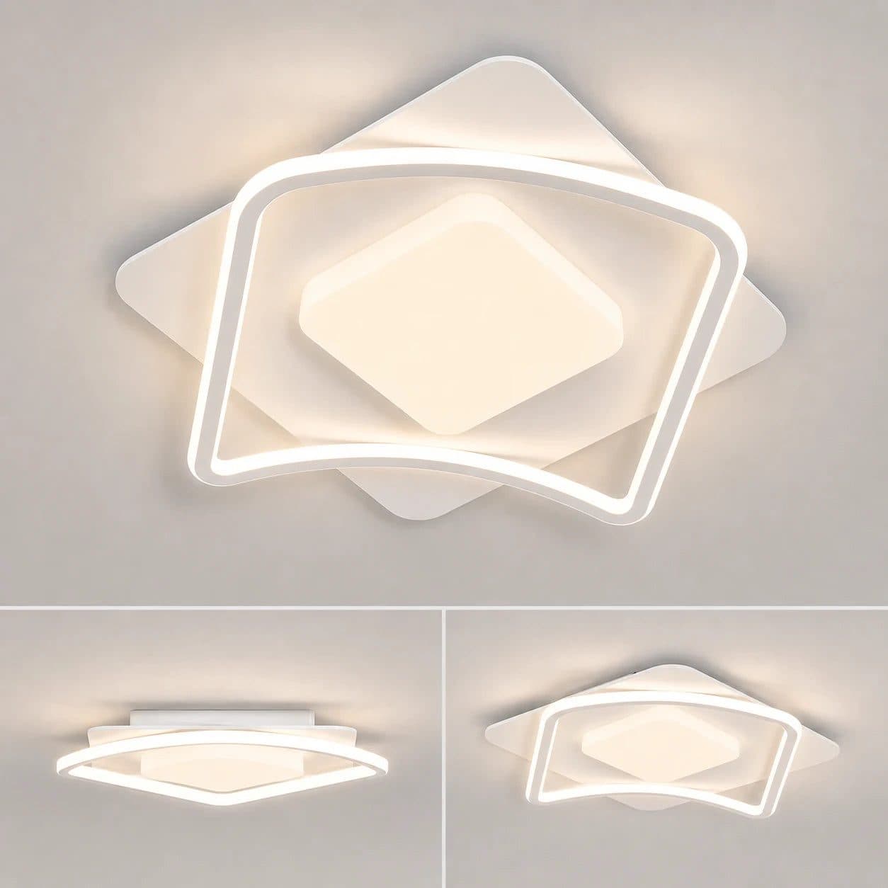 Lustra LED MODERNO 53W, 2 Patrate, Alb — imagine 10