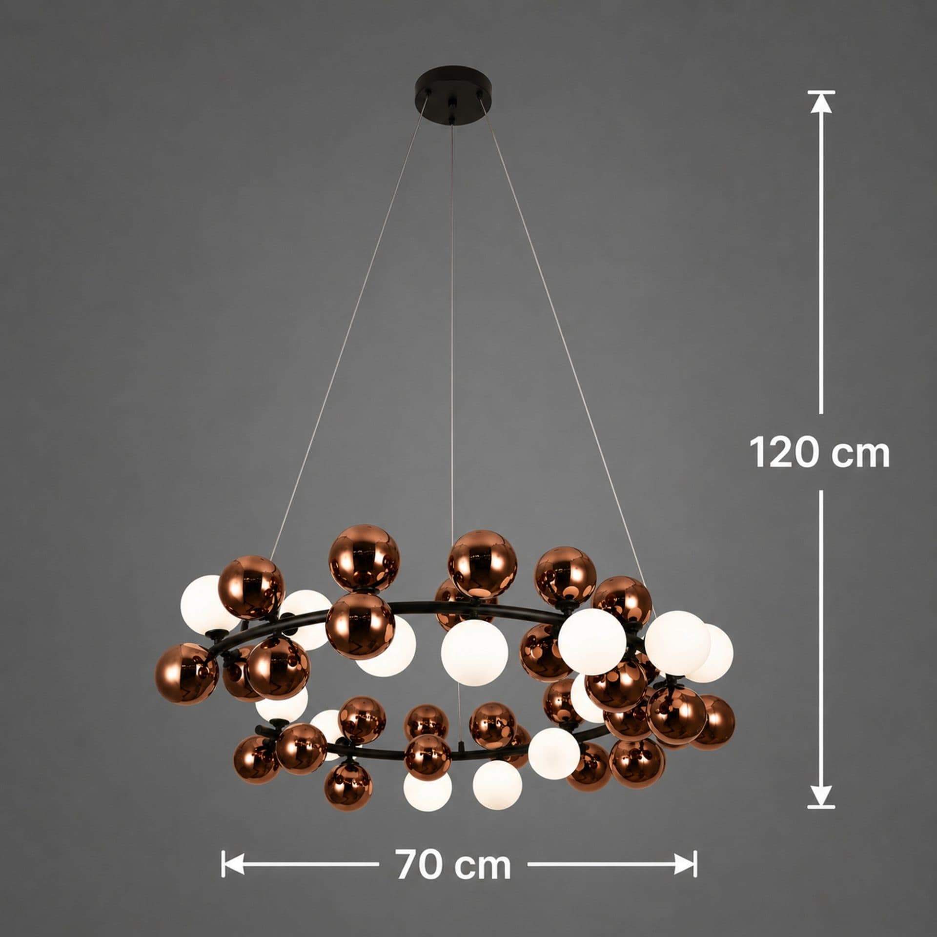 Lustra Suspendata Flippy Regalis D70cm Aur Roz Metal si Sticla — imagine 4