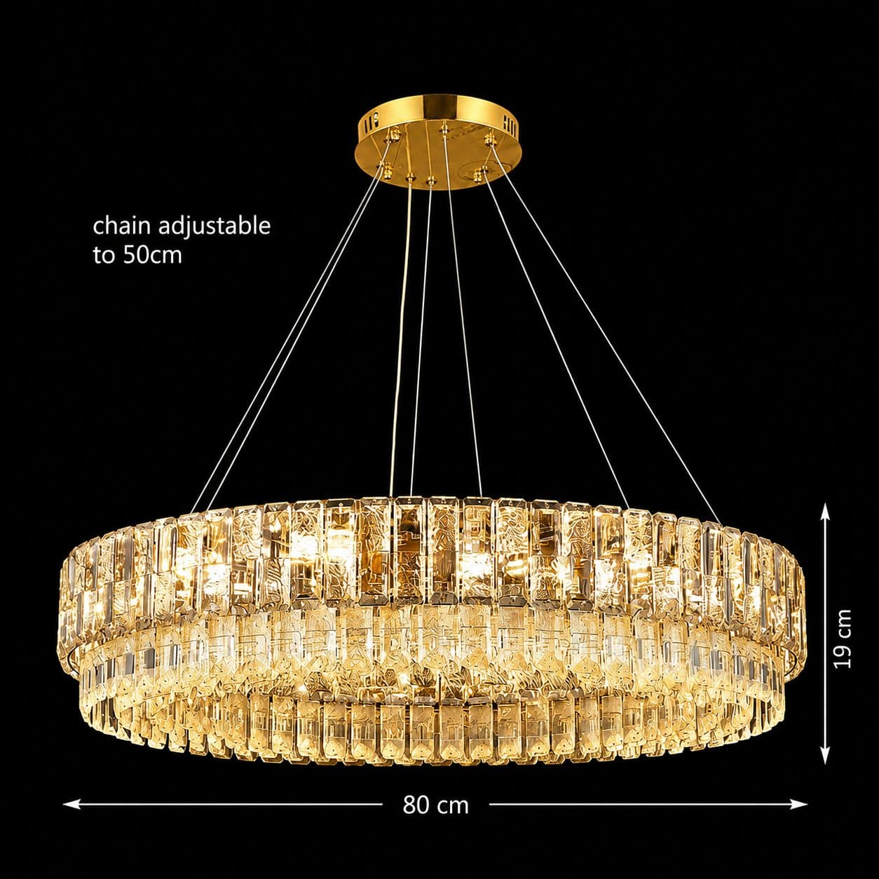Candelabru Flippy Cristal ELYSIAN Regalis 14xE14 Auriu D80 cm Inaltime Reglabila — imagine 9