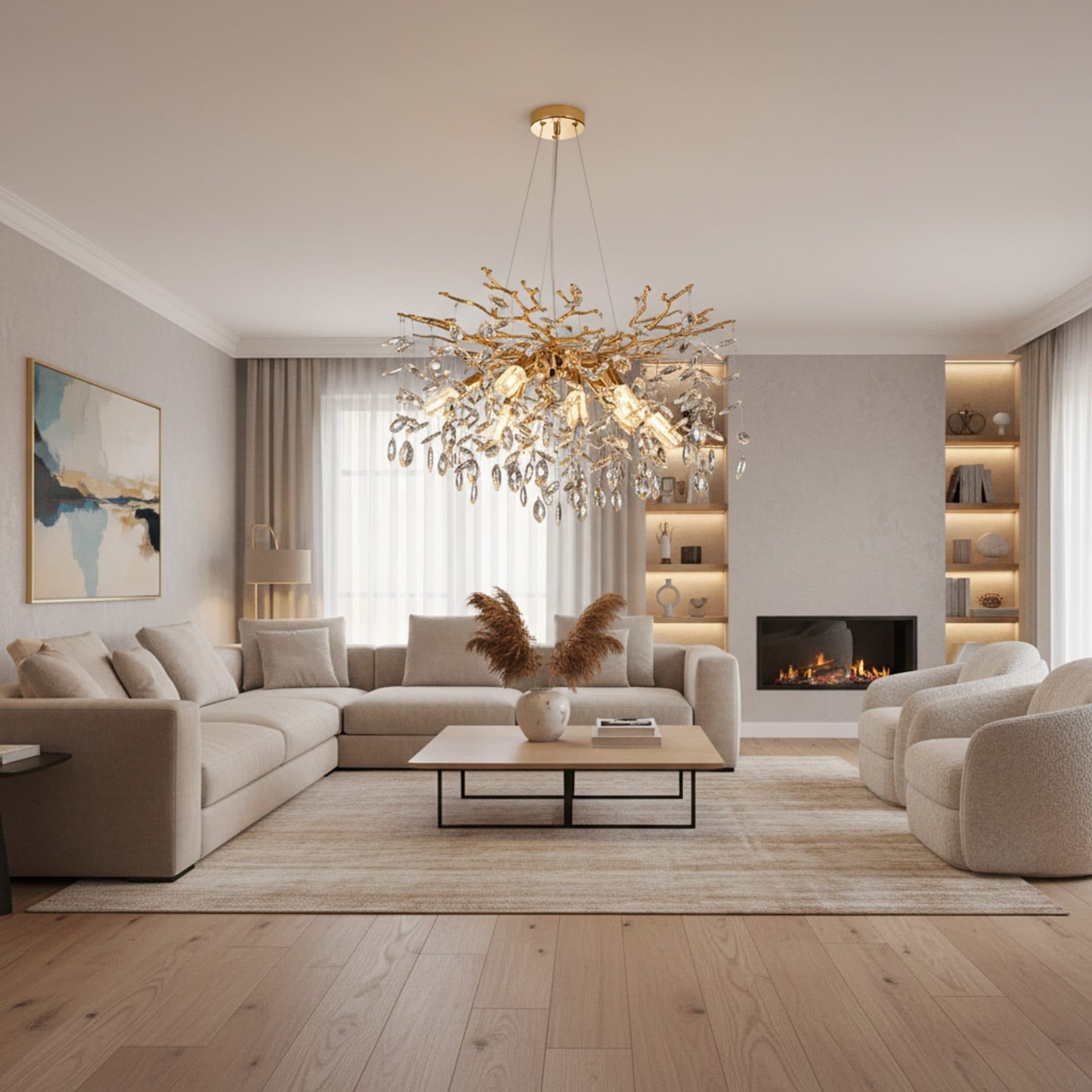 Candelabru Flippy Cristal LEAF Magno Auriu 8x E14 — imagine 1