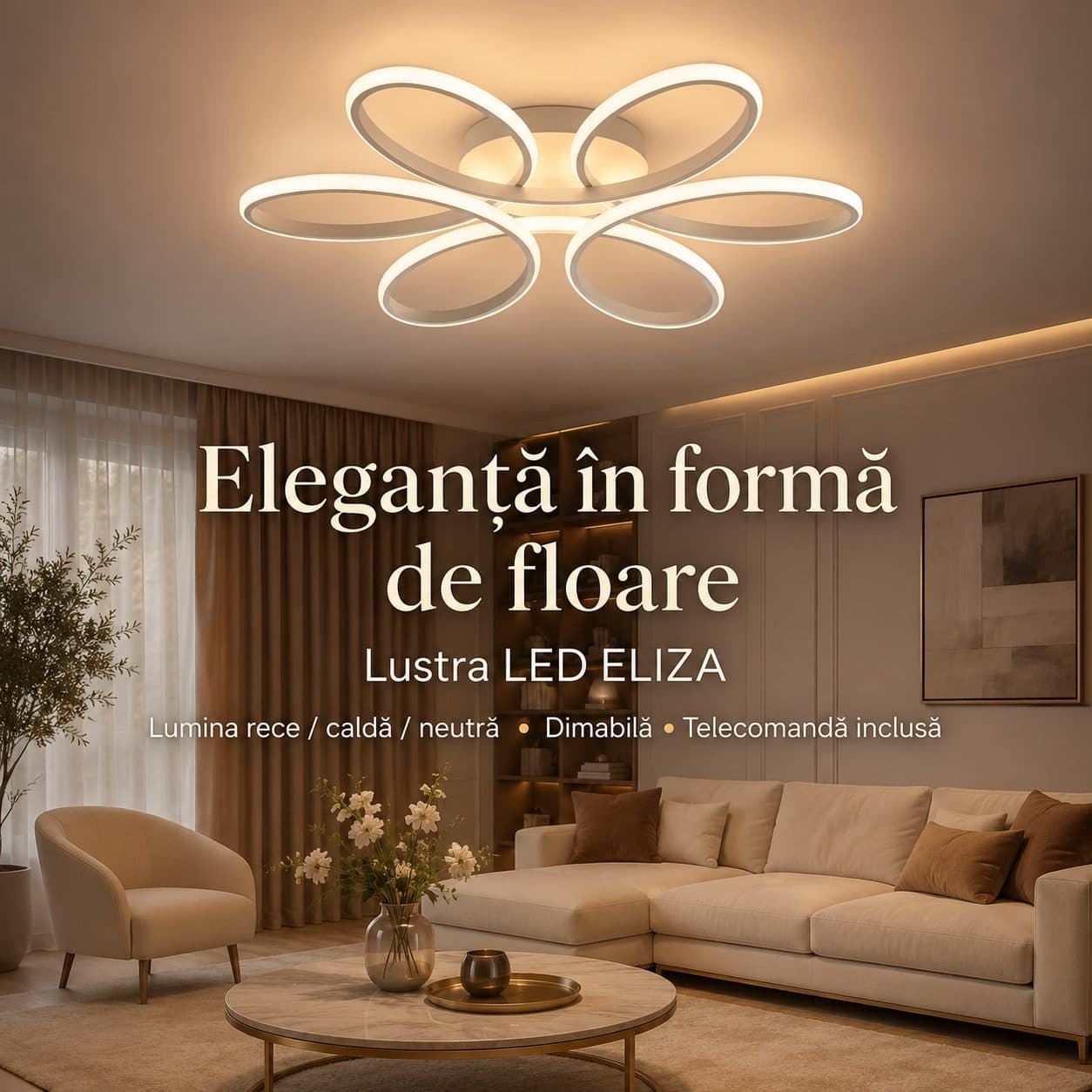 Plafoniera LED Flippy Design Floral 63W Alb — imagine 4