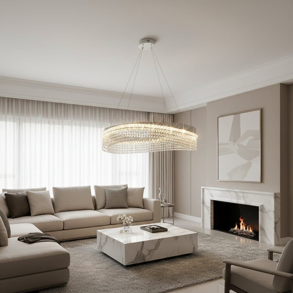Candelabru Flippy VOLNA Regalis 170W D80cm Alb Metal si Cristal — imagine 7