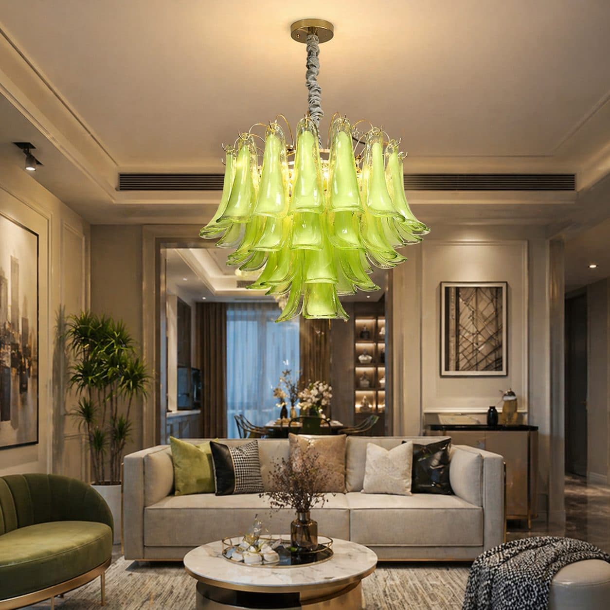 Candelabru Flippy Cristal MURANO Magno 7x E14 D60 cm Verde Inaltime Reglabila — imagine 6
