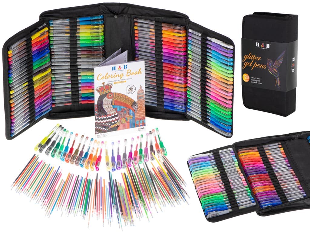 Set de pixuri cu gel multicolor 242 piese + accesorii — imagine 2
