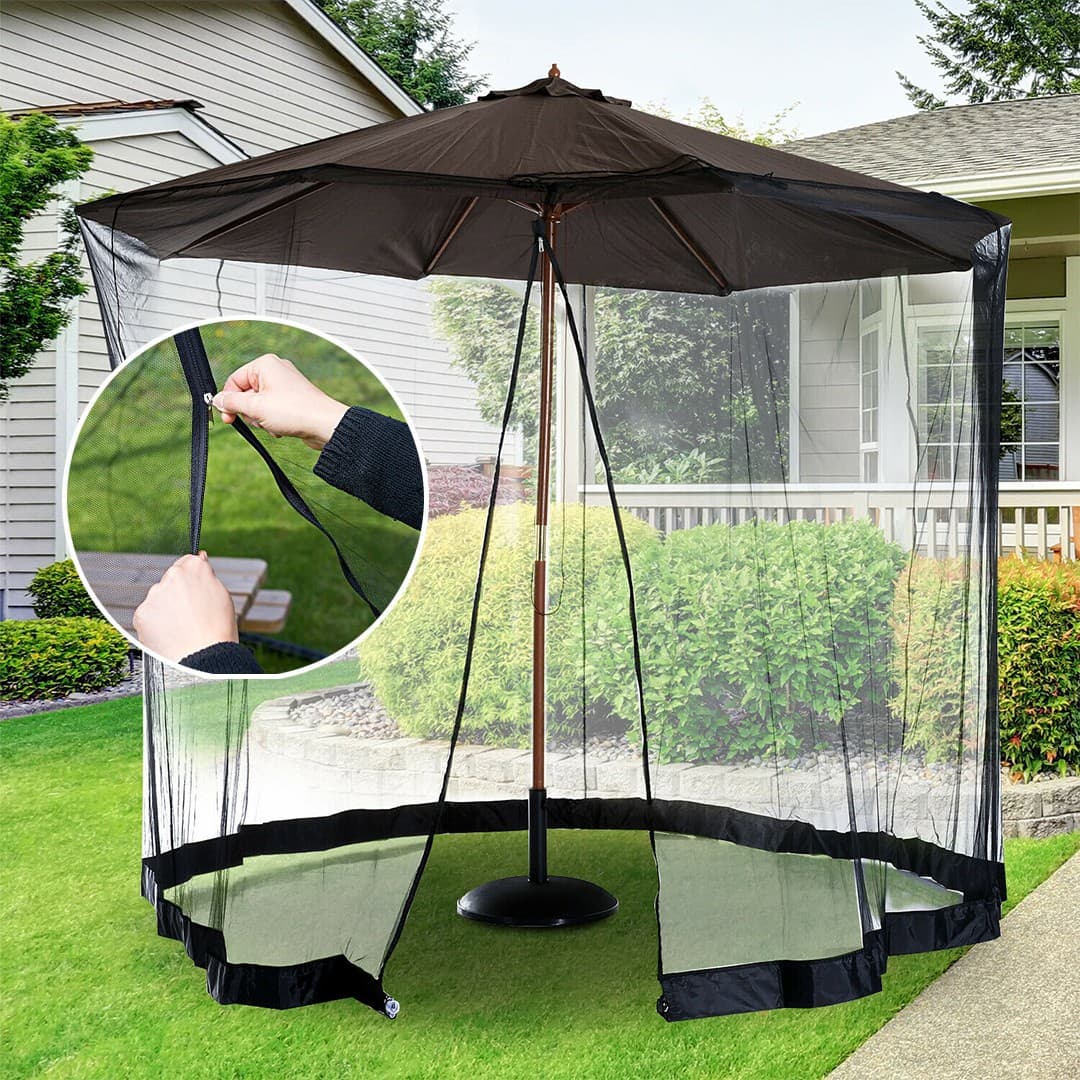 Plasa anti-tantari si insecte Flippy pentru umbrela de soare, 2.3m x 3m, negru — imagine 3