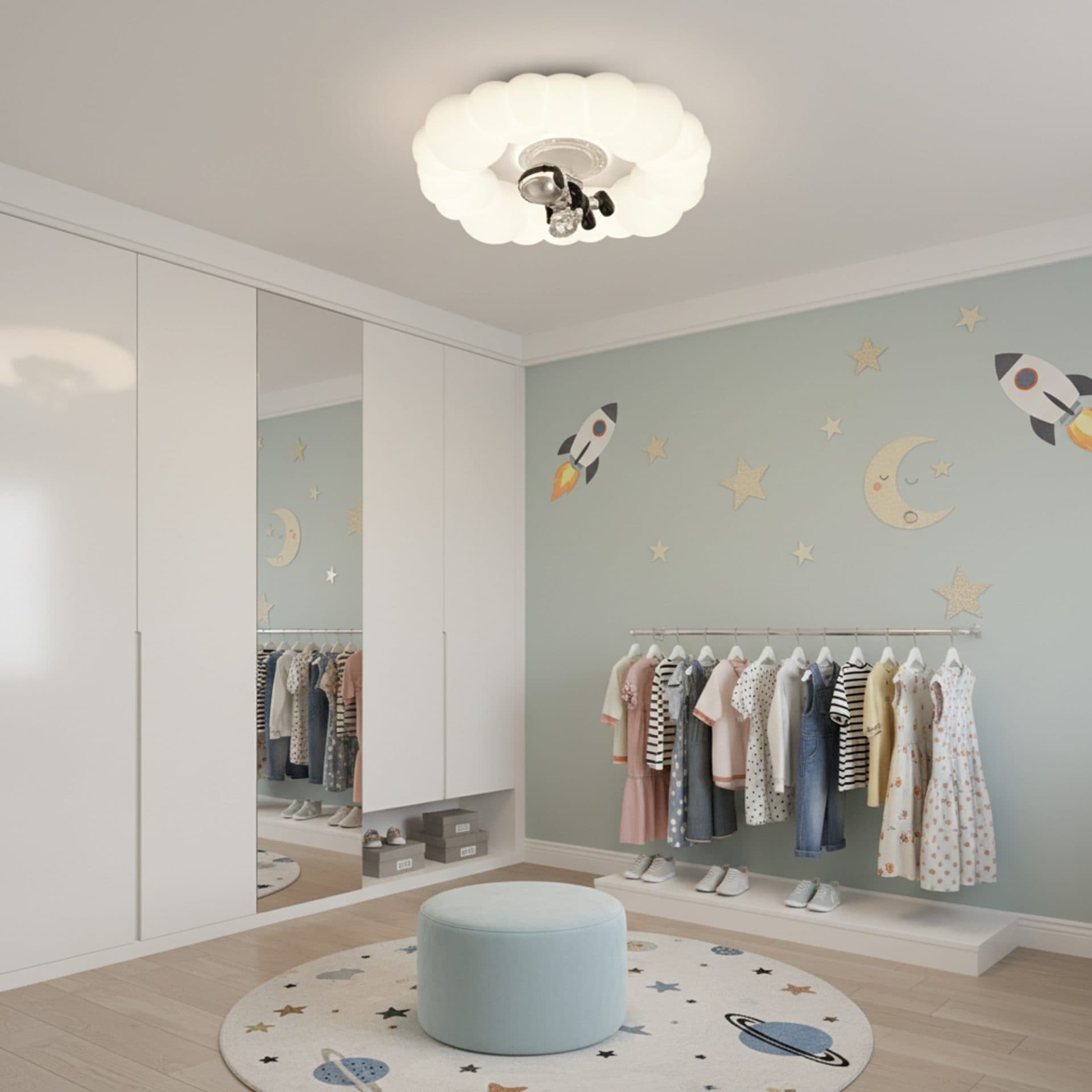 Lustra LED Flippy 75W Diametru 50cm Telecomanda Alb — imagine 3