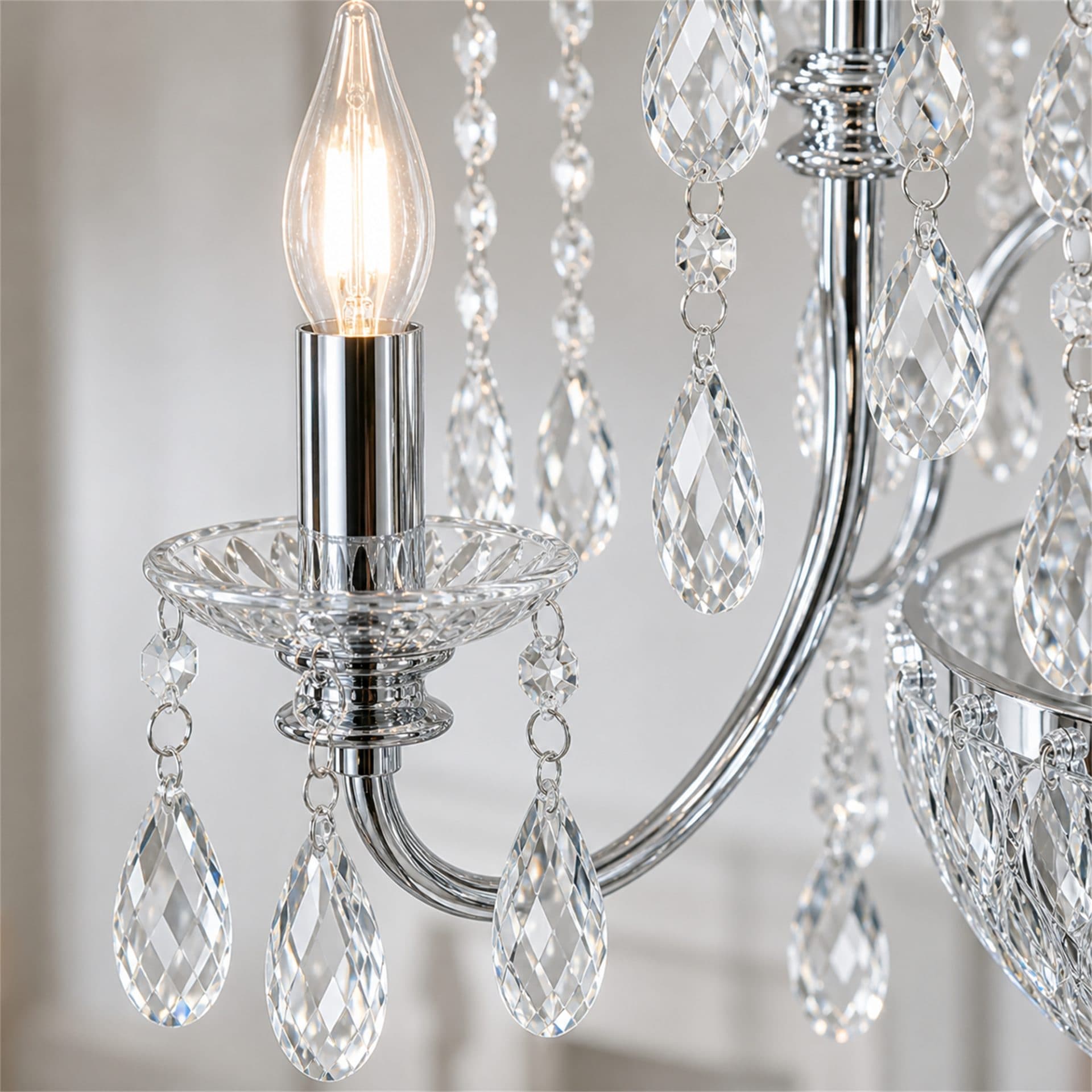 Candelabru Flippy Cristal PUBU Eleganza, 5x E14, Diametru 50cm, Crom — imagine 2
