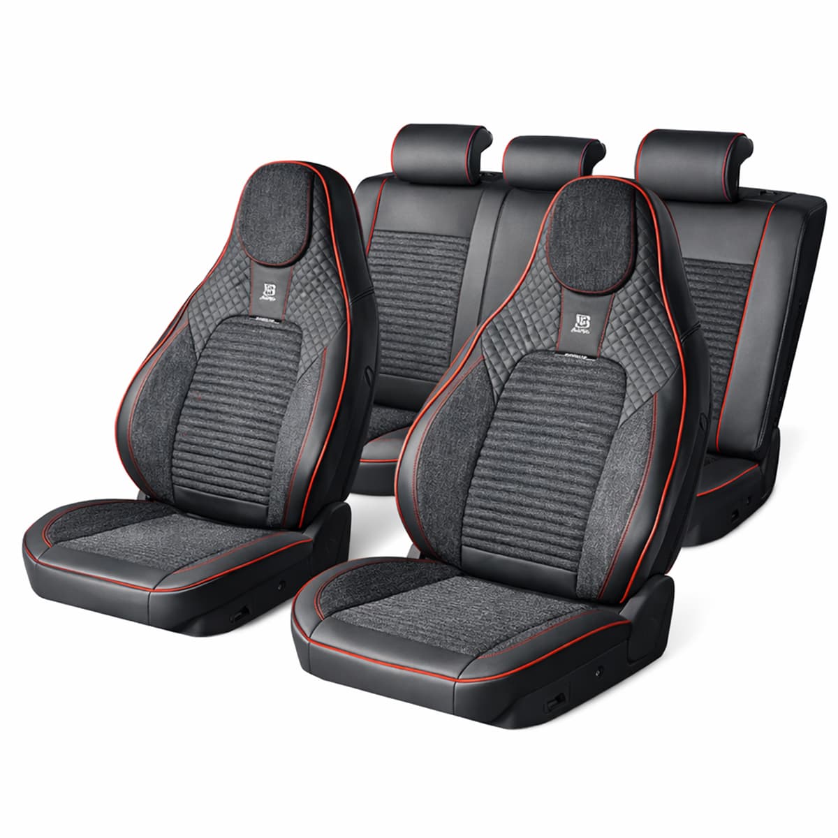 Set huse scaune auto BLAZE Torque, piele ecologica, negru/rosu — imagine 1