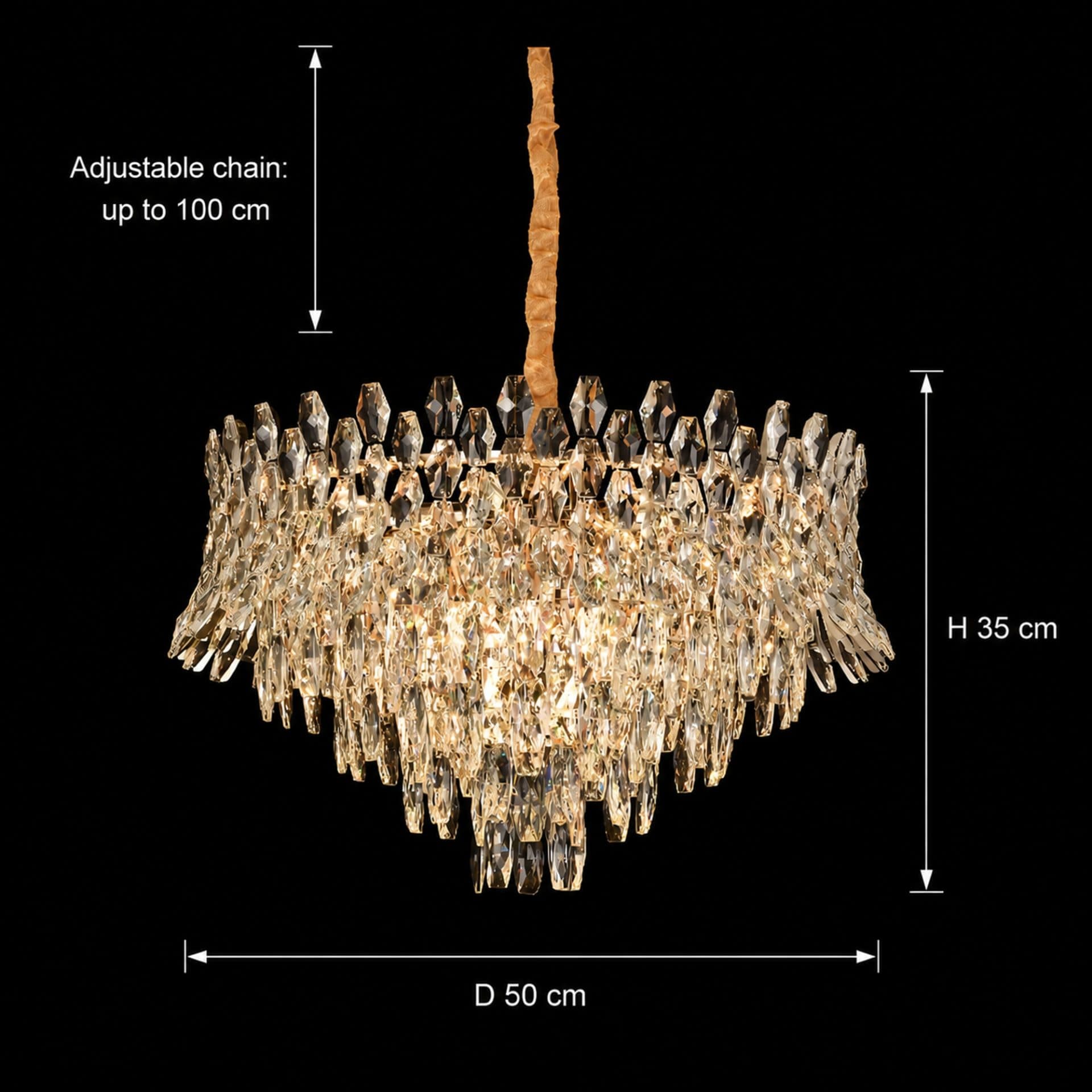 Candelabru Flippy Cristal MONARCH Eleganza 3xE14 Auriu Lucios — imagine 4