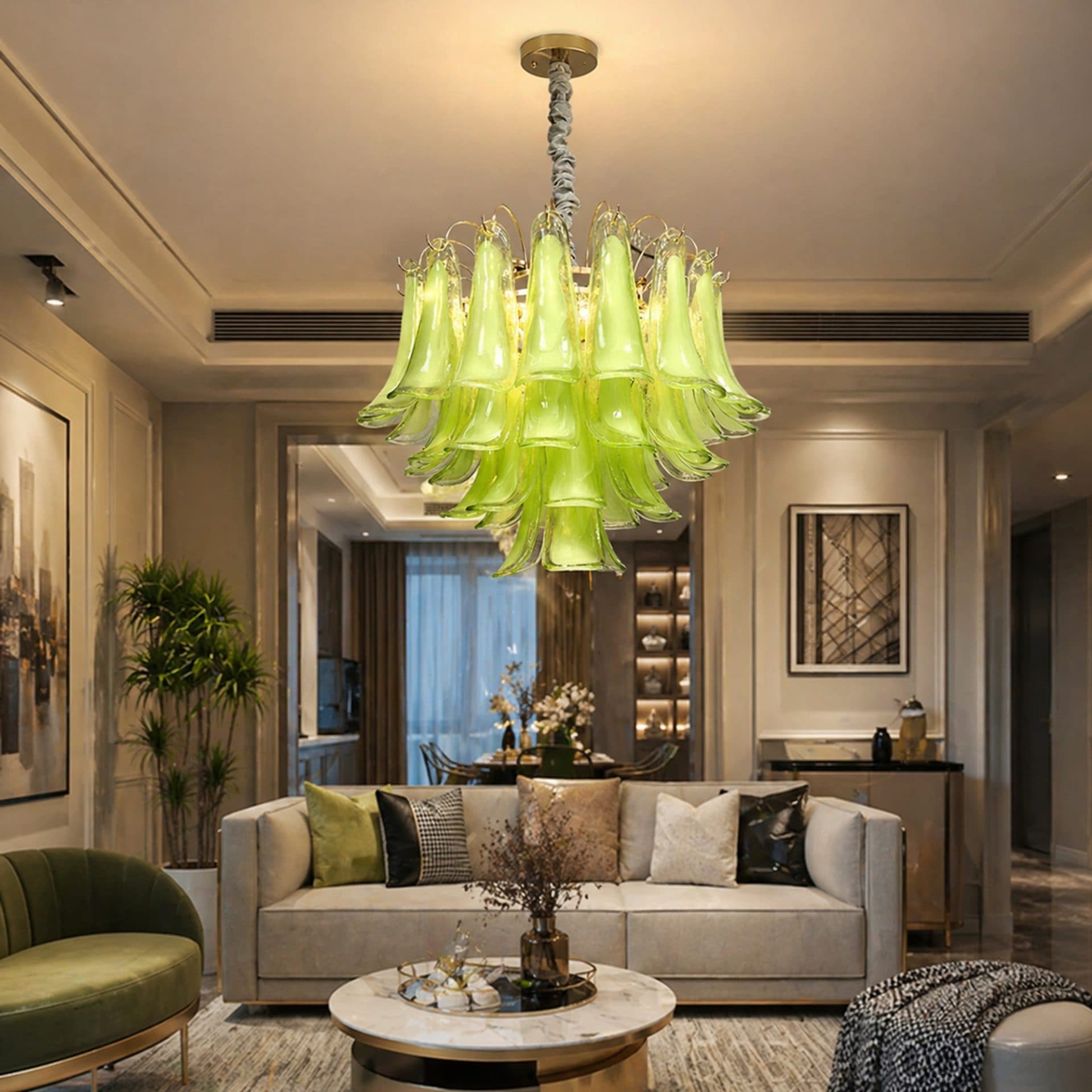 Candelabru Flippy Cristal MURANO Magno 7x E14 D60 cm Verde Inaltime Reglabila — imagine 2