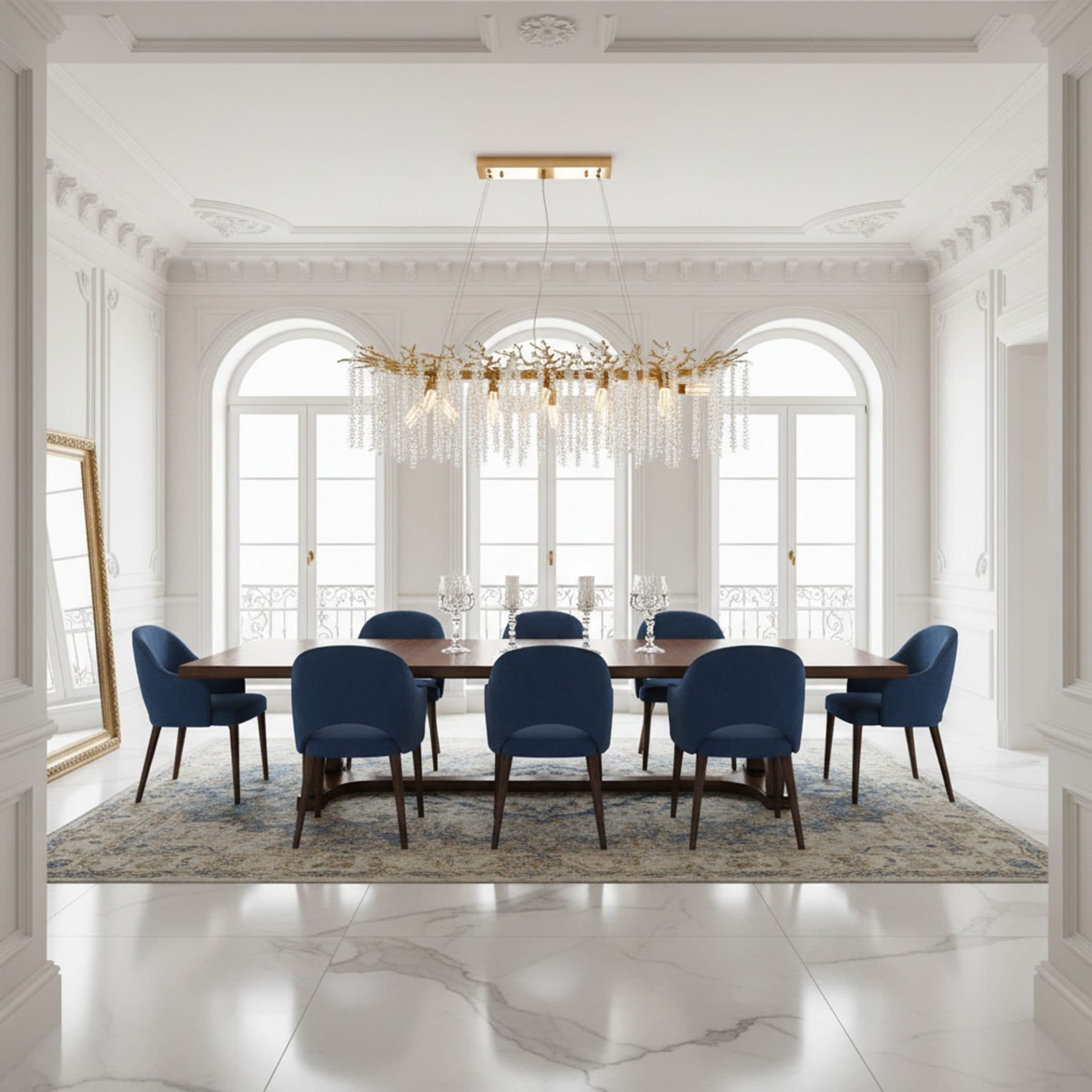Candelabru Flippy Cristal ARBUS Regalis, 120x40cm, 12xE14, Auriu, Metal si Cristal — imagine 3