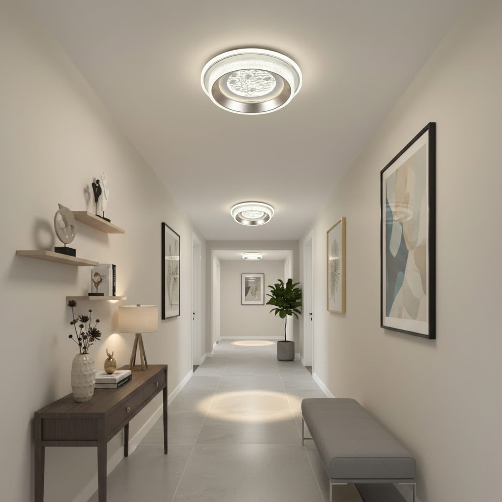 Lustra LED Flippy KALESO Petito 37W Diametru 24.5cm Lumina Calda/Neutra/Rece Alb Metal si Cristal — imagine 1