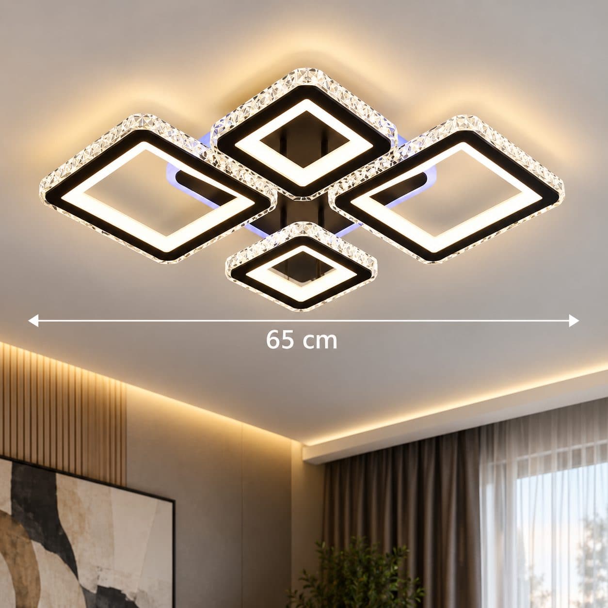 Lustra LED cu telecomanda si cristal Flippy QUADRIS RGB 96W — imagine 3