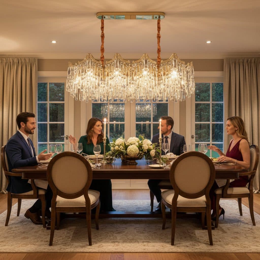 Candelabru Flippy Cristal VETRA Supremo 15xE14, 100x35 cm, Auriu, Inaltime Reglabila, Metal si Cristal — imagine 7