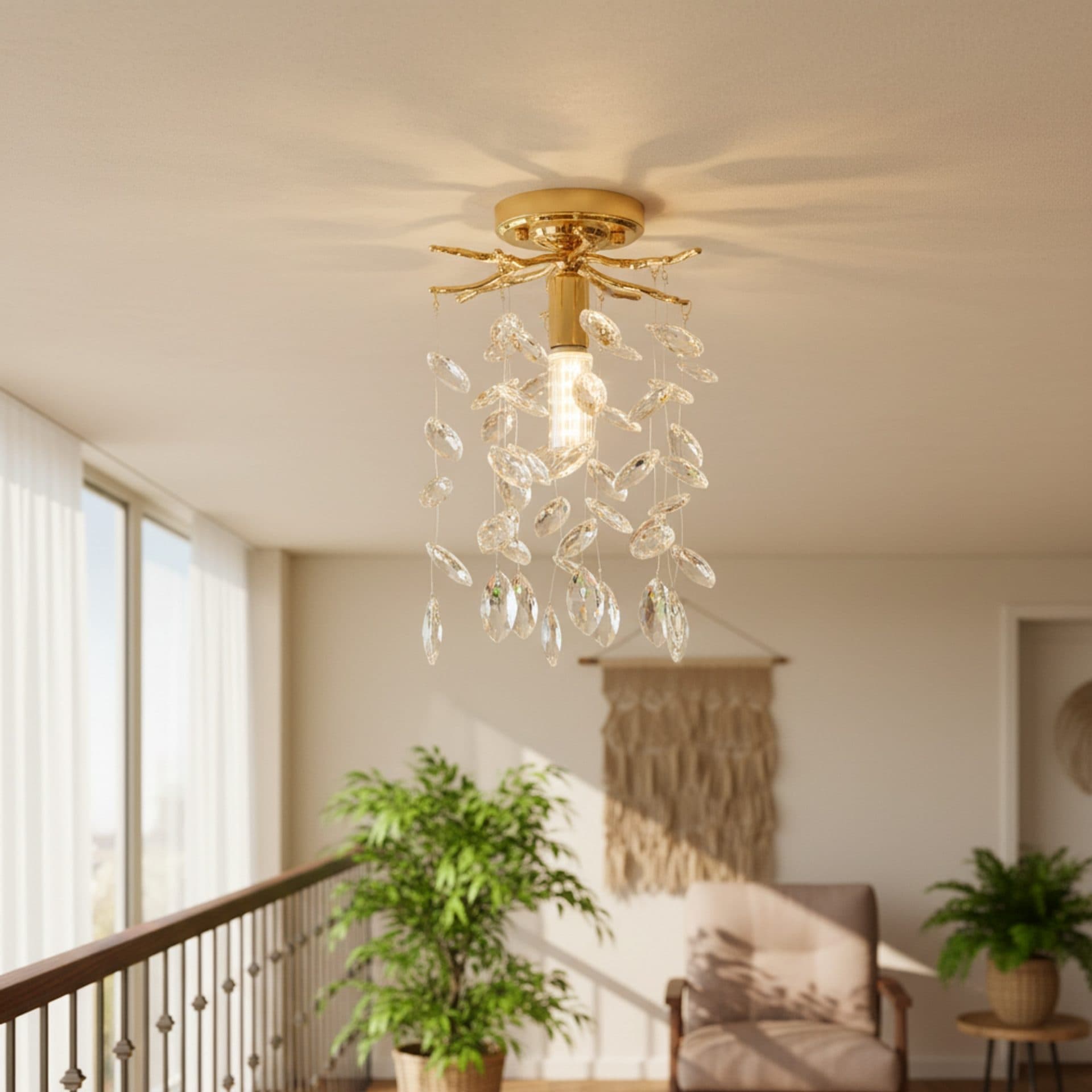 Candelabru Cristal Flippy LEAF Petito Auriu Metal si Cristal — imagine 3