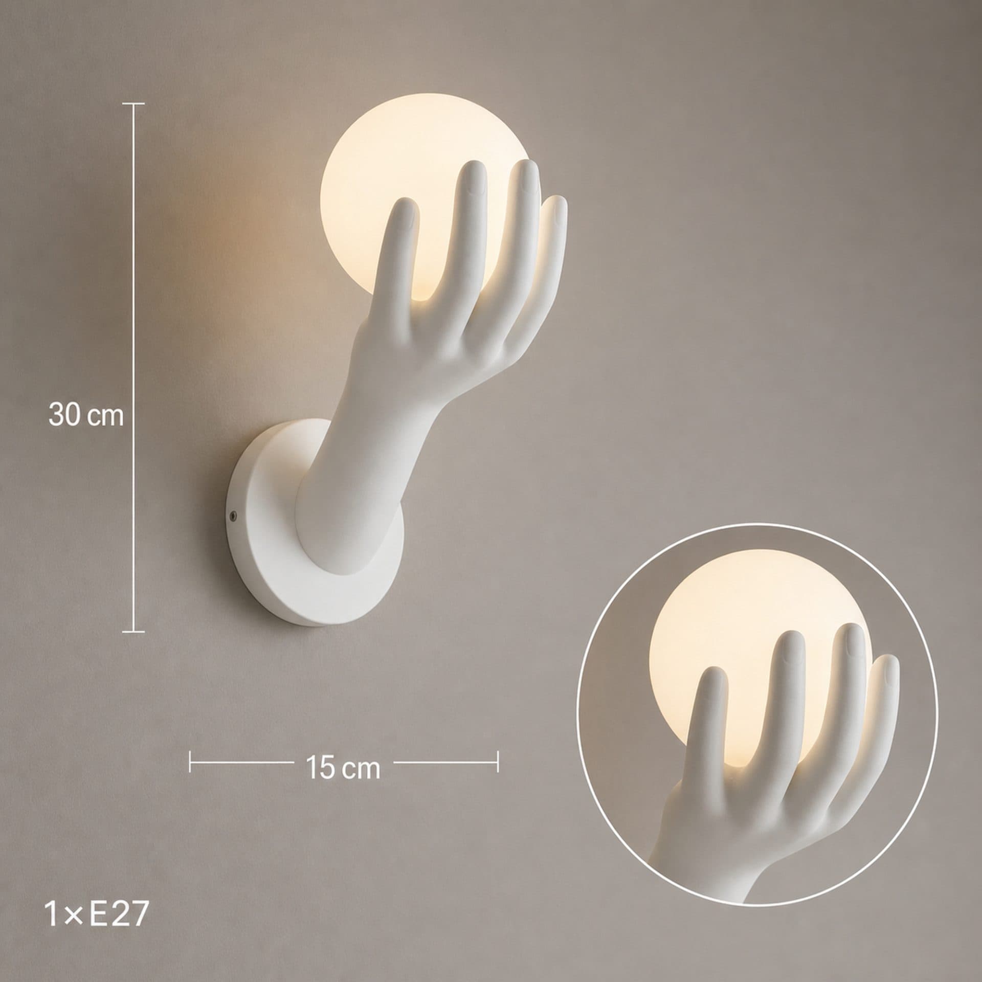 Aplica de perete Flippy LED Decorativa MANO Alb 15x30cm — imagine 4