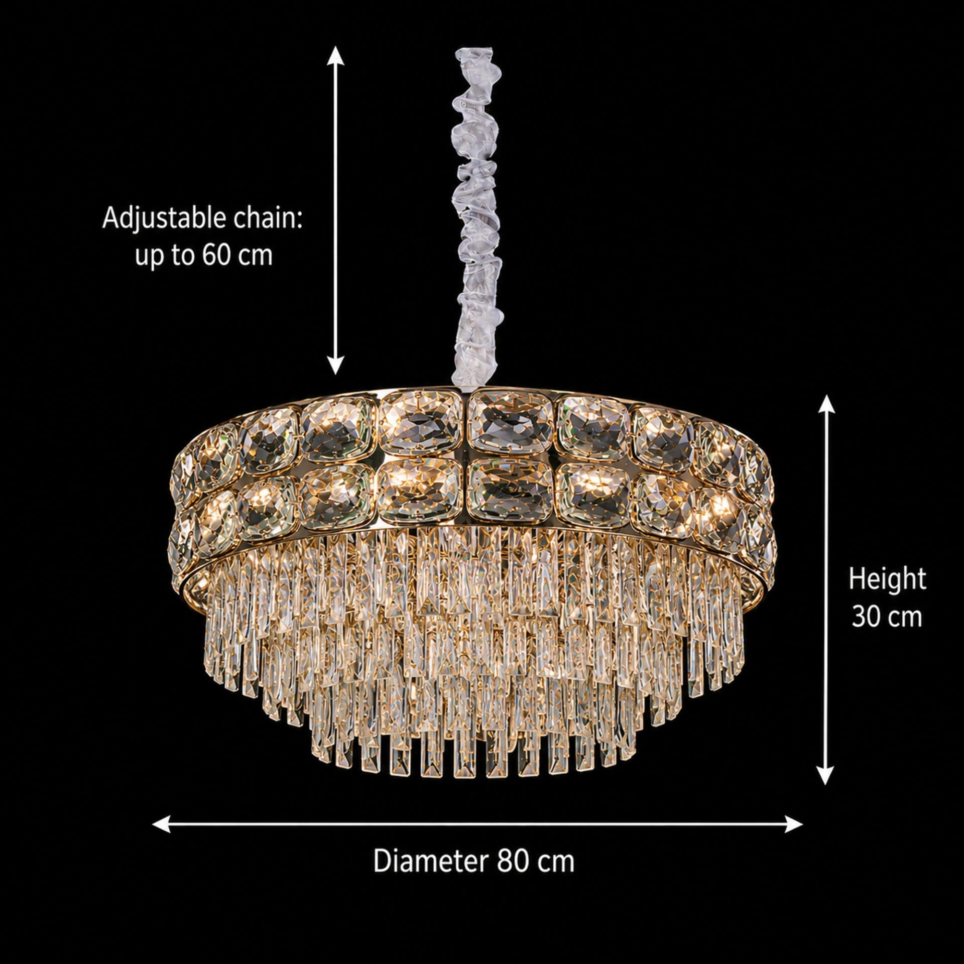 Candelabru Cristal 22xE14 D80 cm Auriu Inaltime Reglabila Flippy — imagine 4