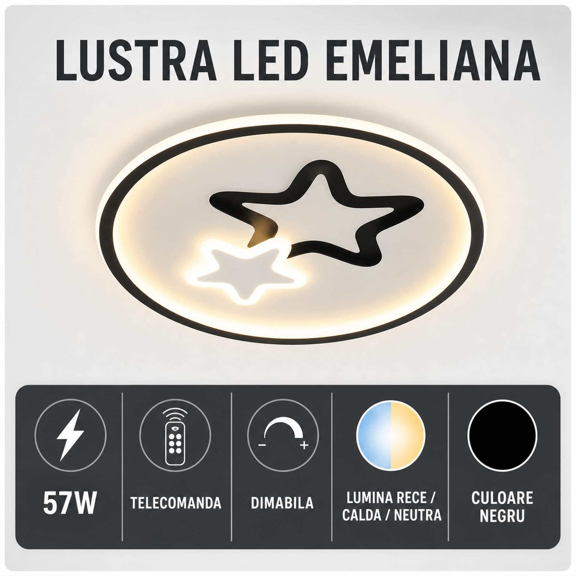 Lustra LED Moderna Flippy EMELIANA, 57W, Luna si Stea — imagine 7