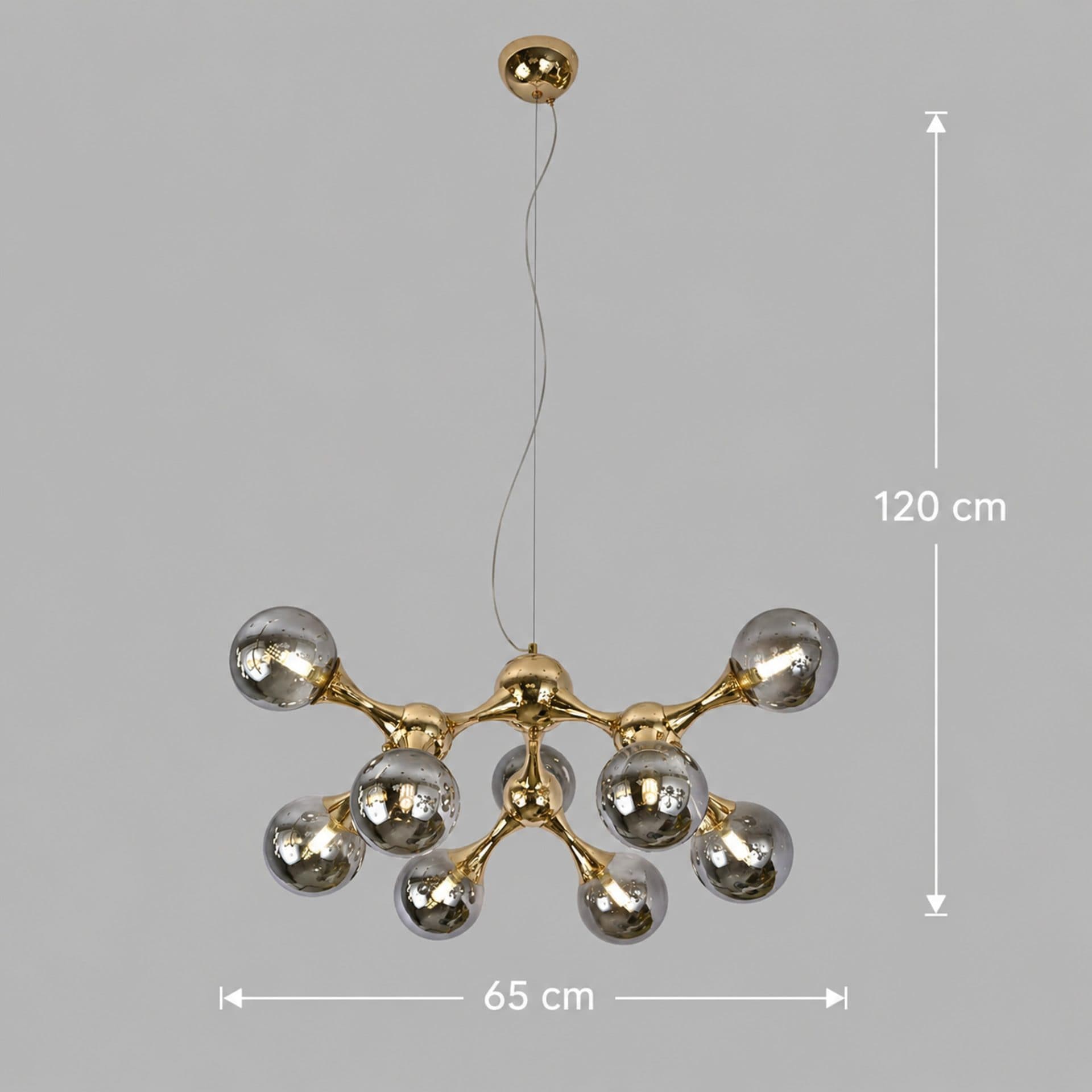 Lustra Suspendata Flippy ELEKTRA Altiera, Ø65cm, 9xG9, Auriu, Metal si Sticla — imagine 4