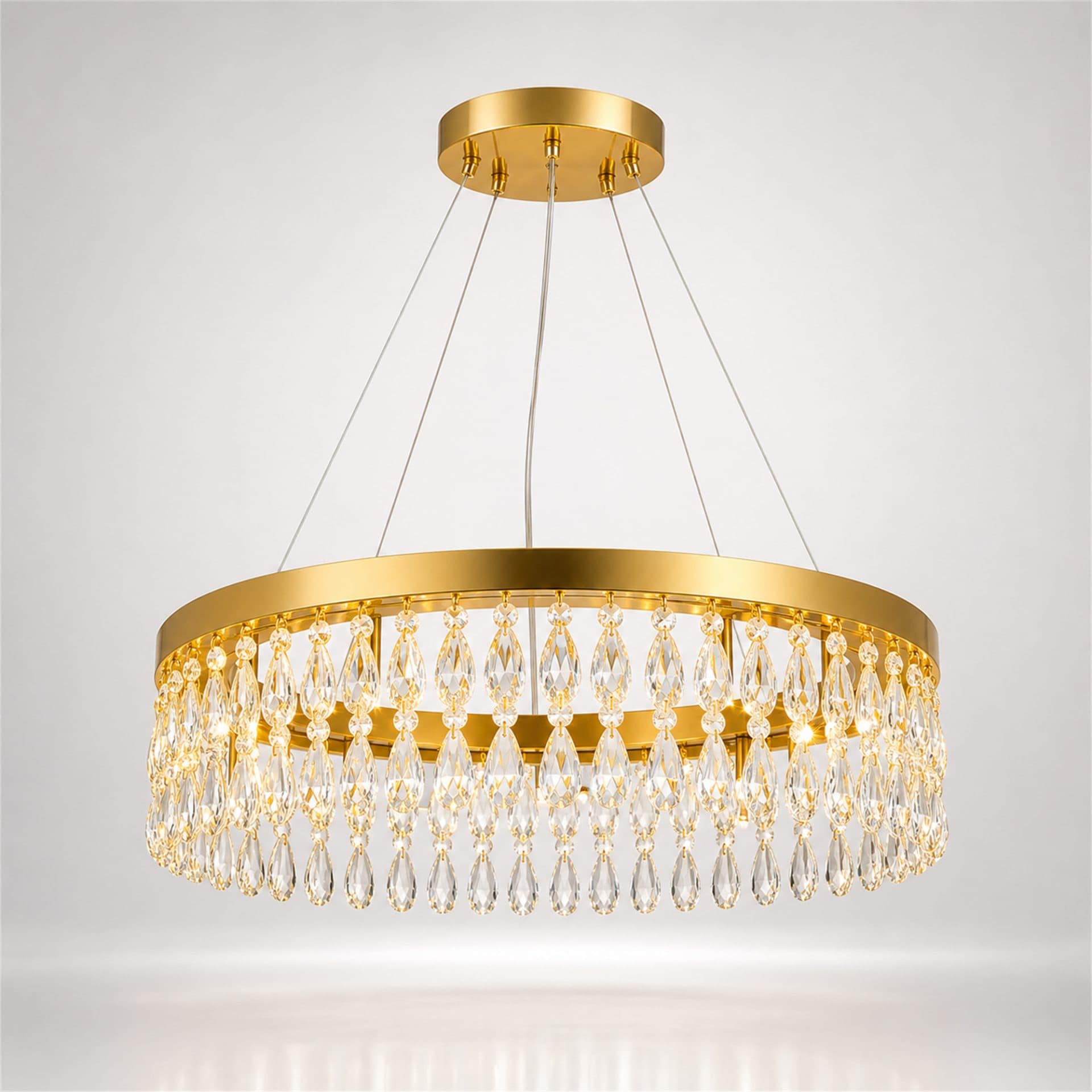 Candelabru LED Flippy Cristal Suspendat 30 Surse 90W Auriu — imagine 2