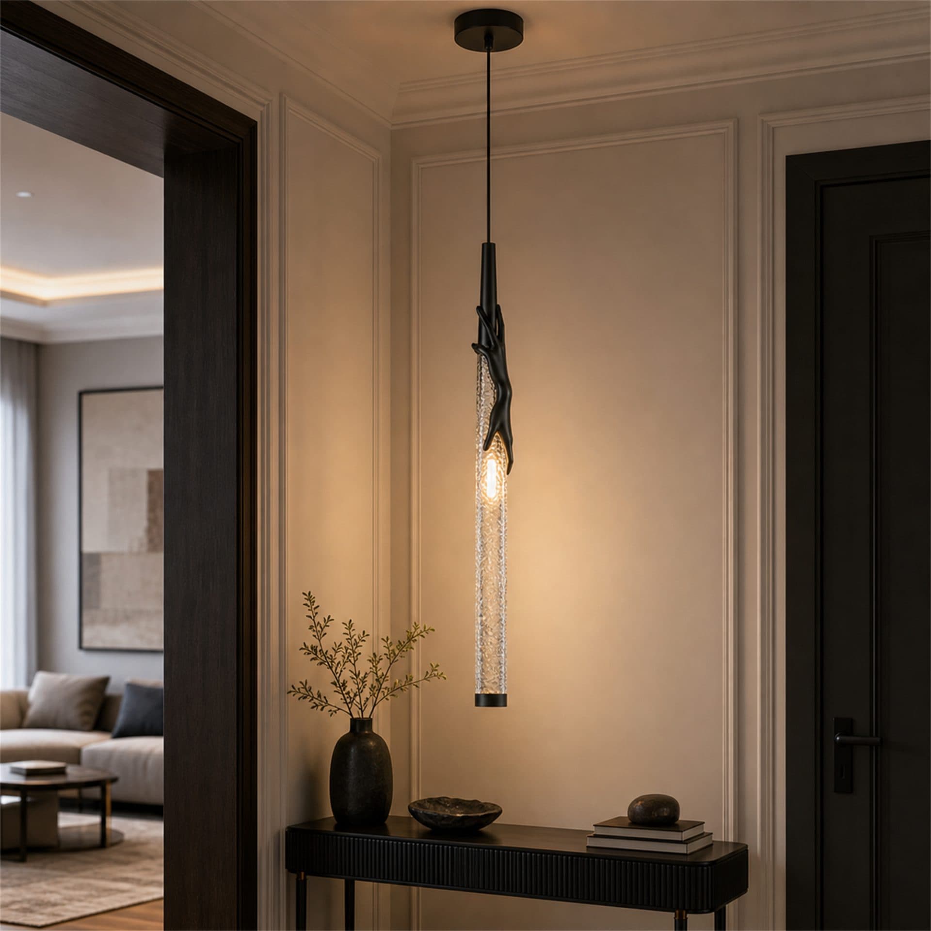 Lustra LED Flippy MANOS, Sticla si Resina, Negru — imagine 12