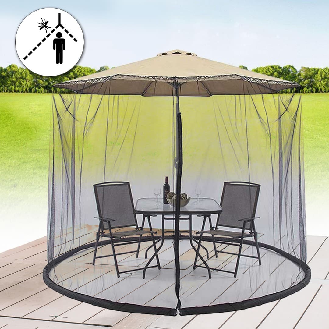 Plasa anti-tantari si insecte Flippy pentru umbrela de soare, 2.3m x 3m, negru — imagine 4