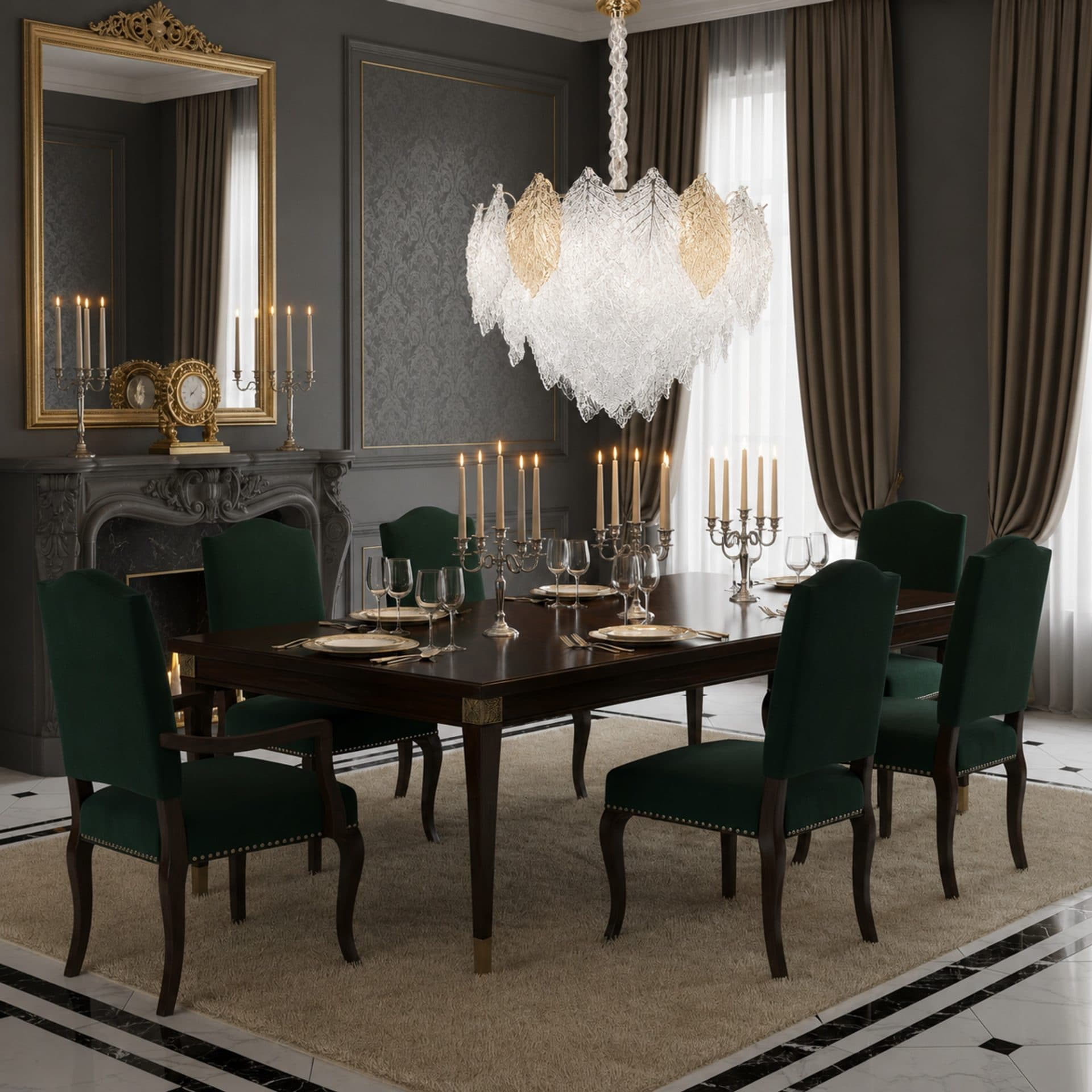 Candelabru Cristal 9xE14 Auriu Lucios Design Elegant — imagine 2