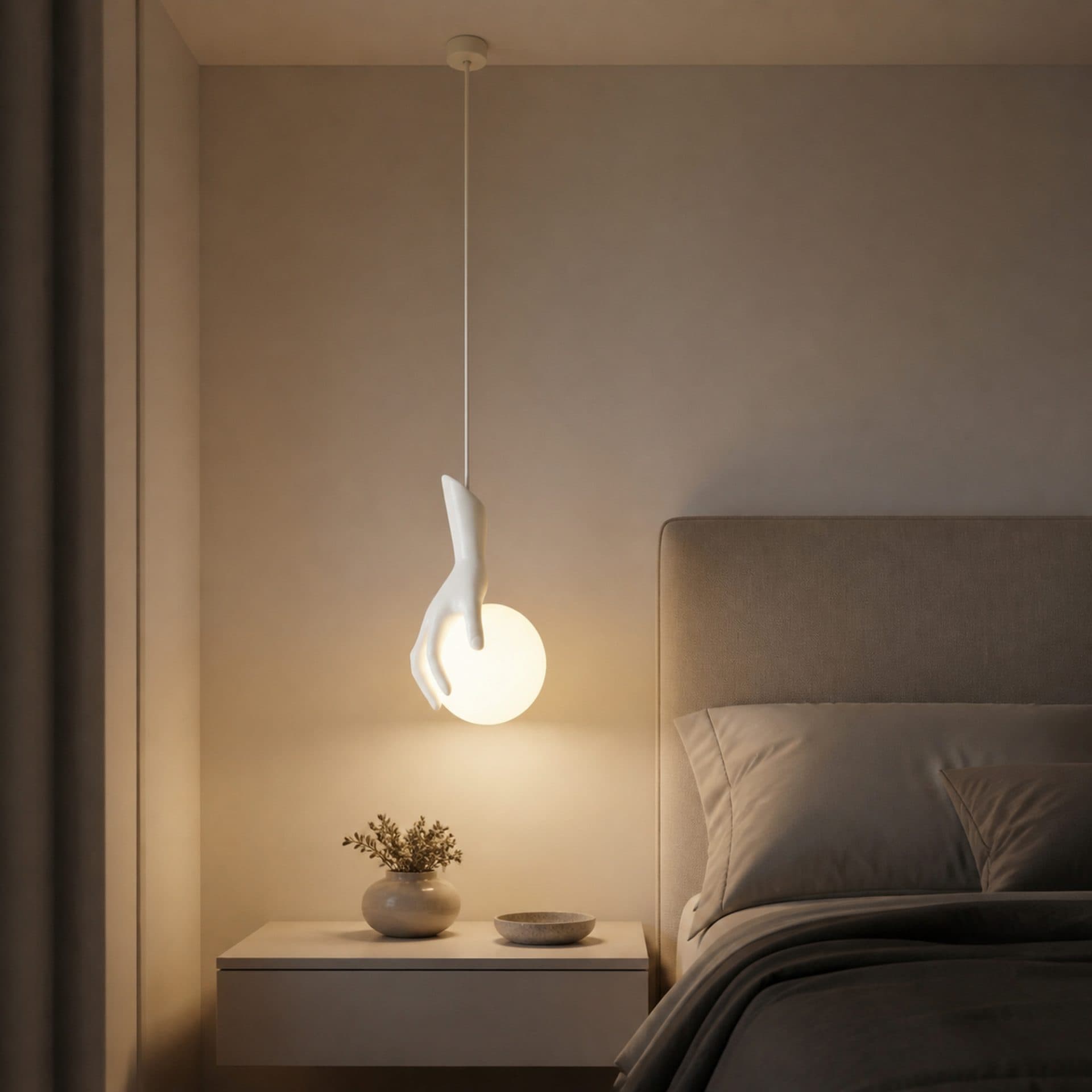 Lustra LED Flippy MANOS 13x120cm Sticla si Resina Alb — imagine 7