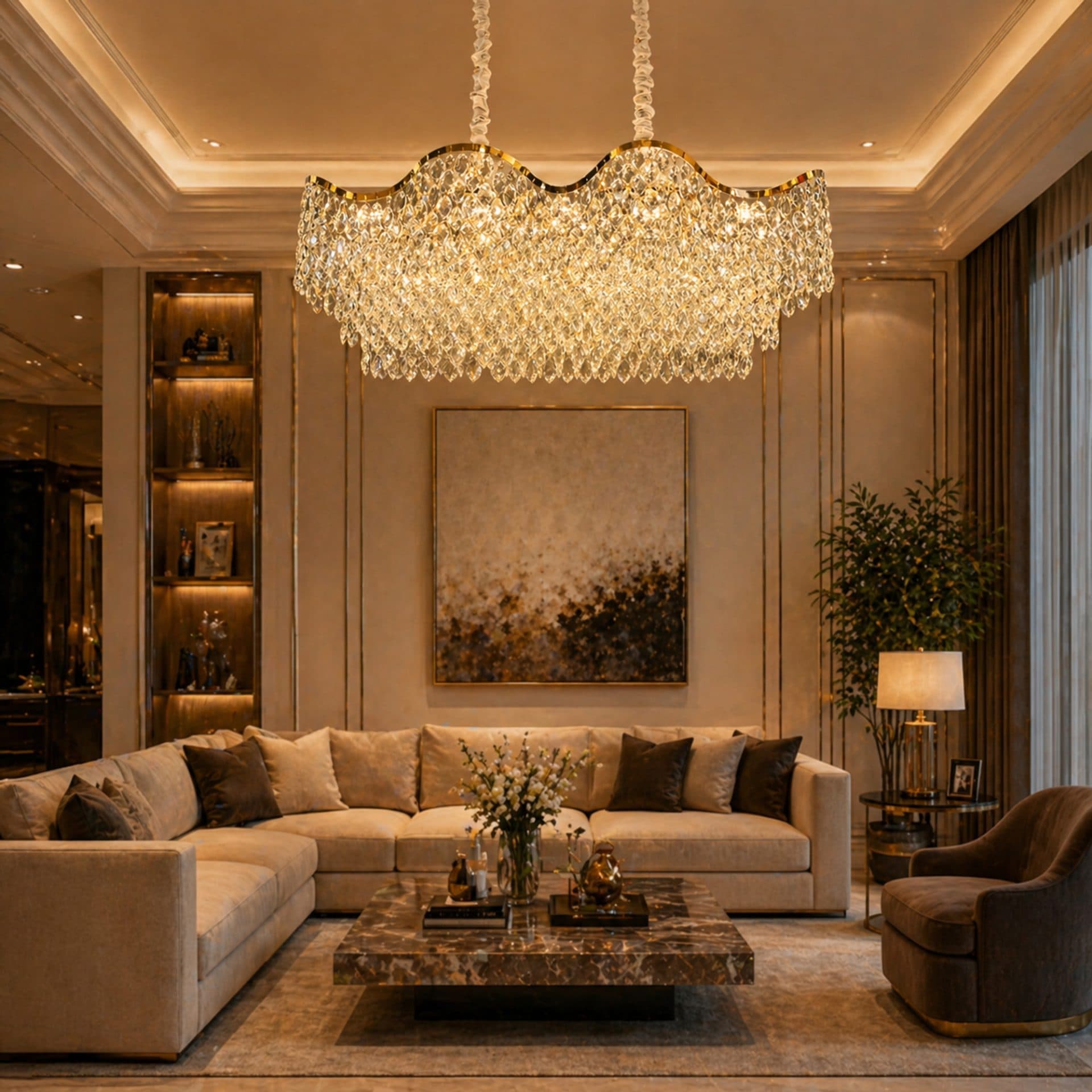 Candelabru Flippy Cristal 16xE14 VELOURA Supremo Reale Auriu Inaltime Reglabila — imagine 2