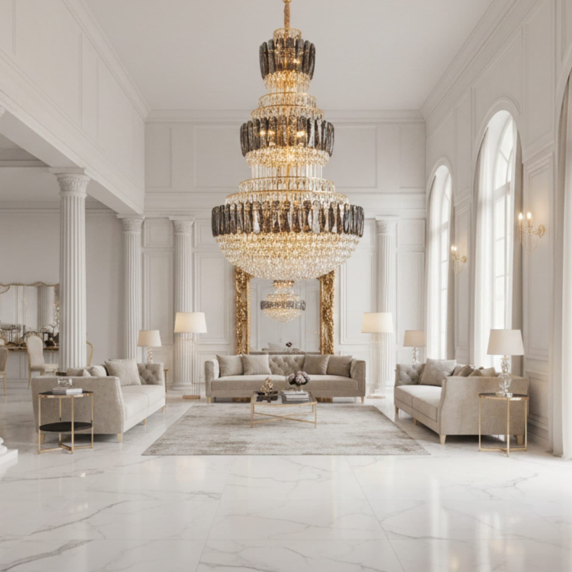 Candelabru Flippy Cristal VELIOR Regalis 29x E14 Auriu — imagine 3