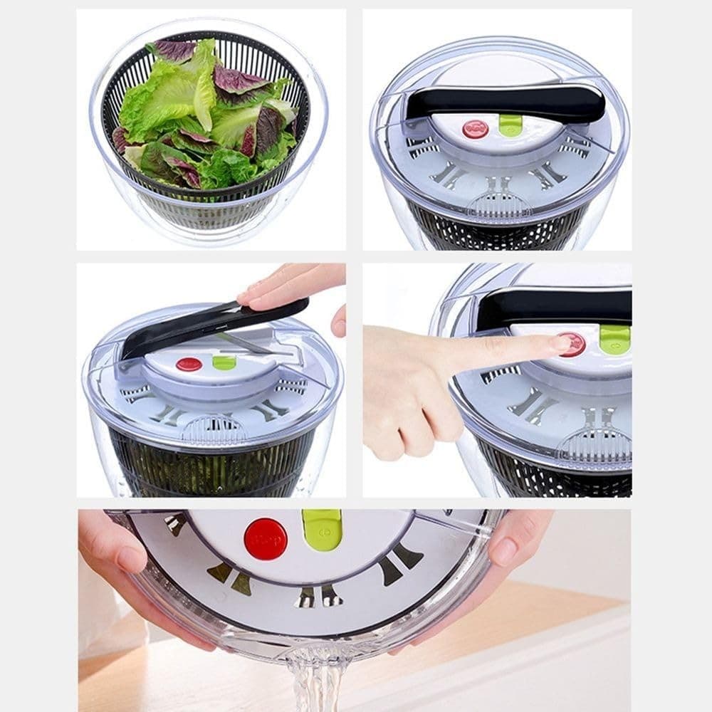 Uscator manual salata si verdeturi Flippy, plastic, 5L, negru — imagine 6