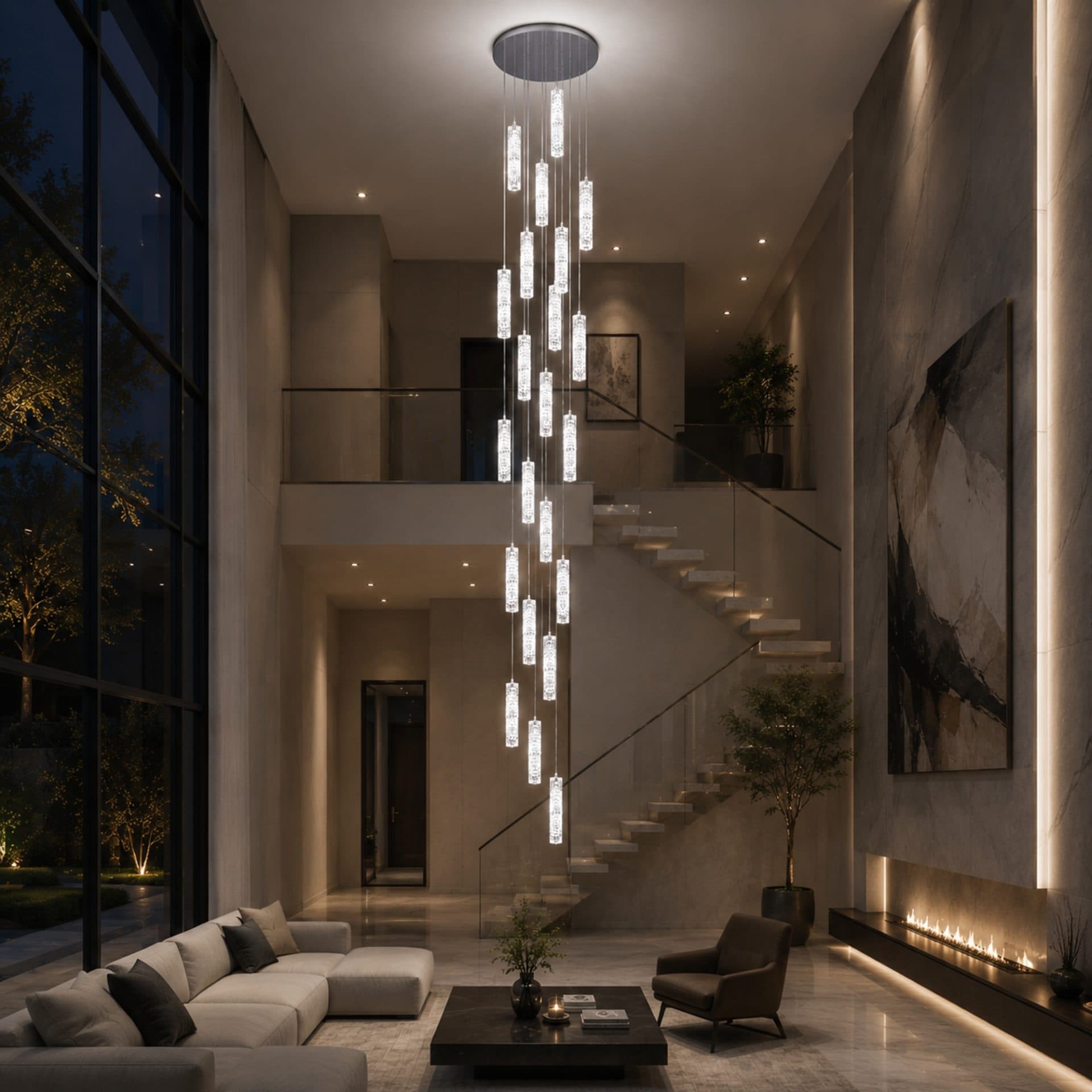 Candelabru LED Cristal 82W Crom Flippy — imagine 3
