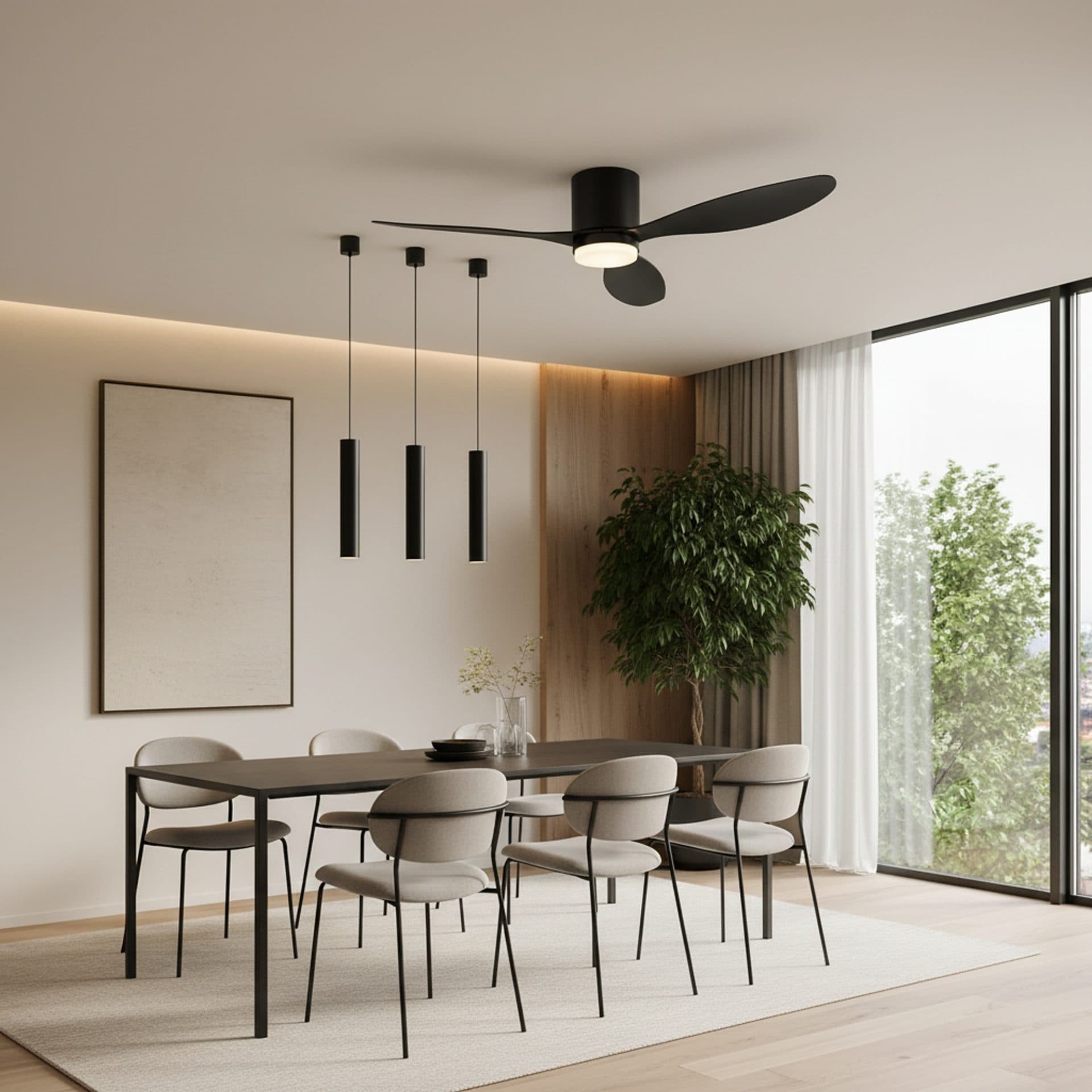 Lustra LED Ventilator Flippy 21W D80cm Telecomanda Negru — imagine 2