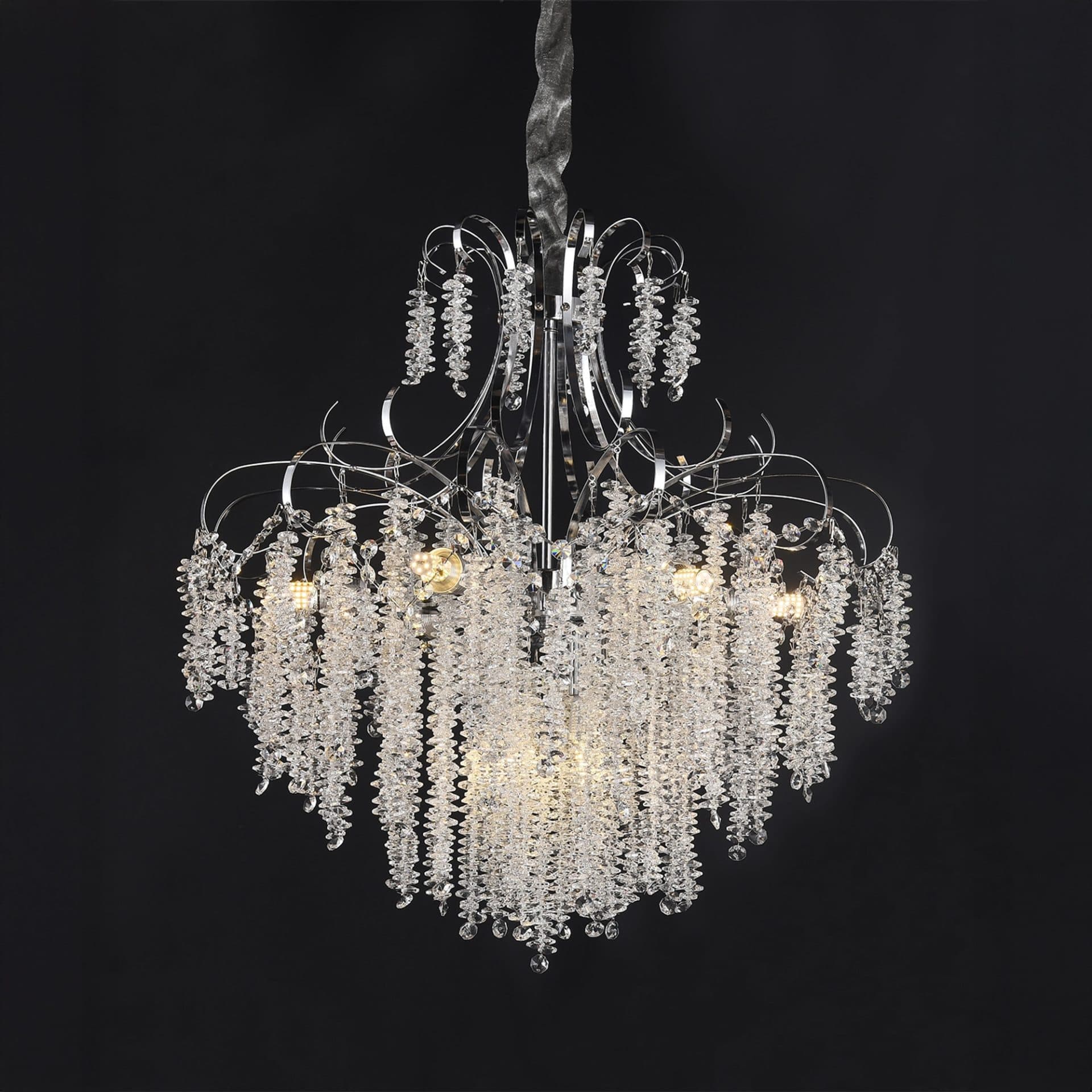 Candelabru Flippy Cristal PUBU Eleganza, 5x E14, Diametru 50cm, Crom — imagine 5