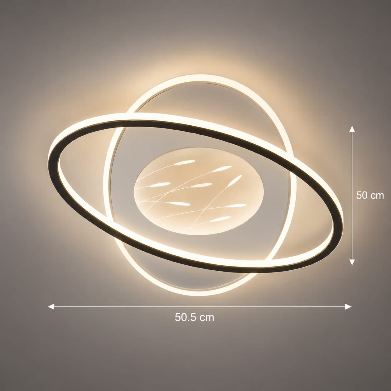Lustra LED Ovală 96W cu telecomanda, Negru — imagine 6