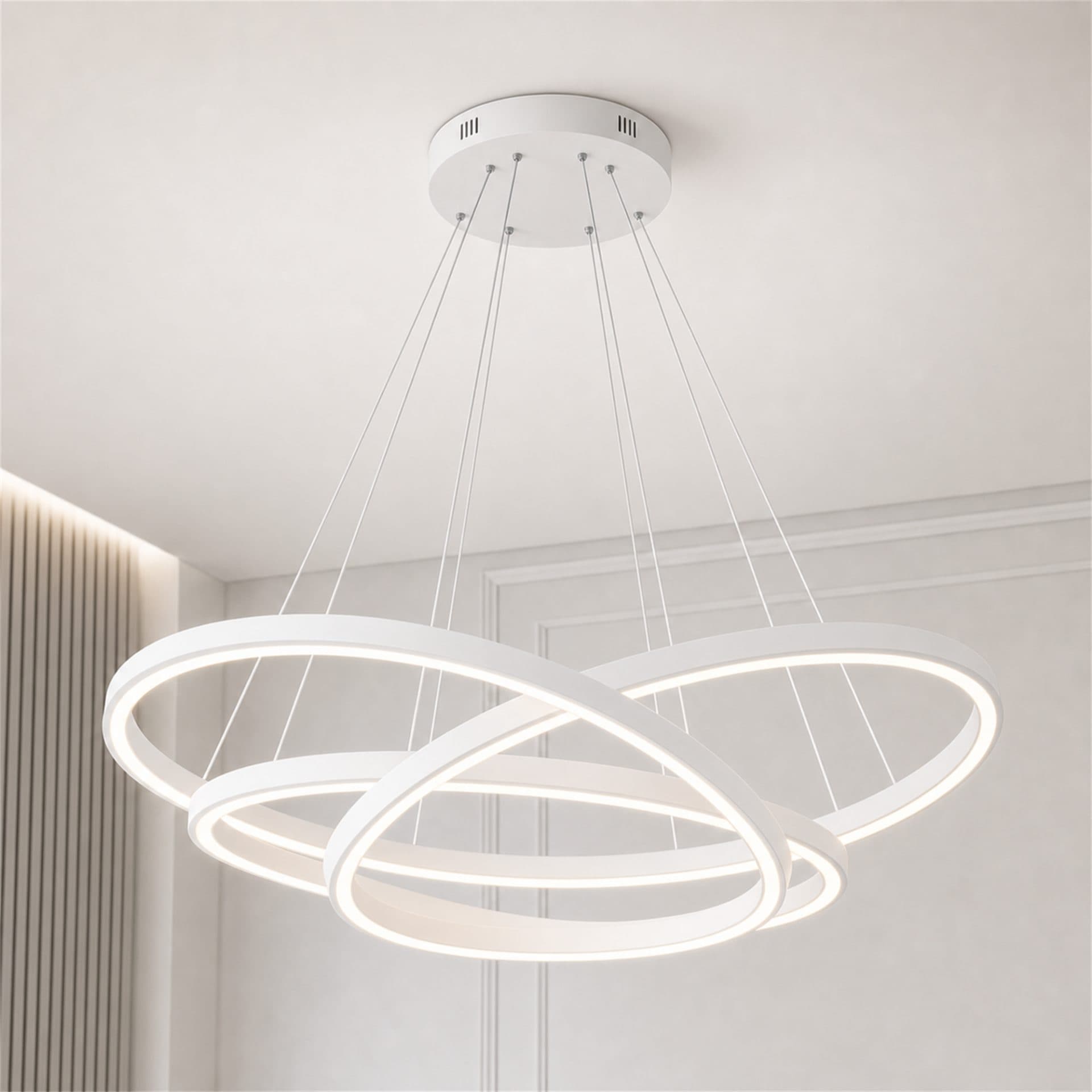 Lustra LED Flippy KALESA Grande, Lumina Neutra 4000K, 28W, Alb, Metal si Acril — imagine 12