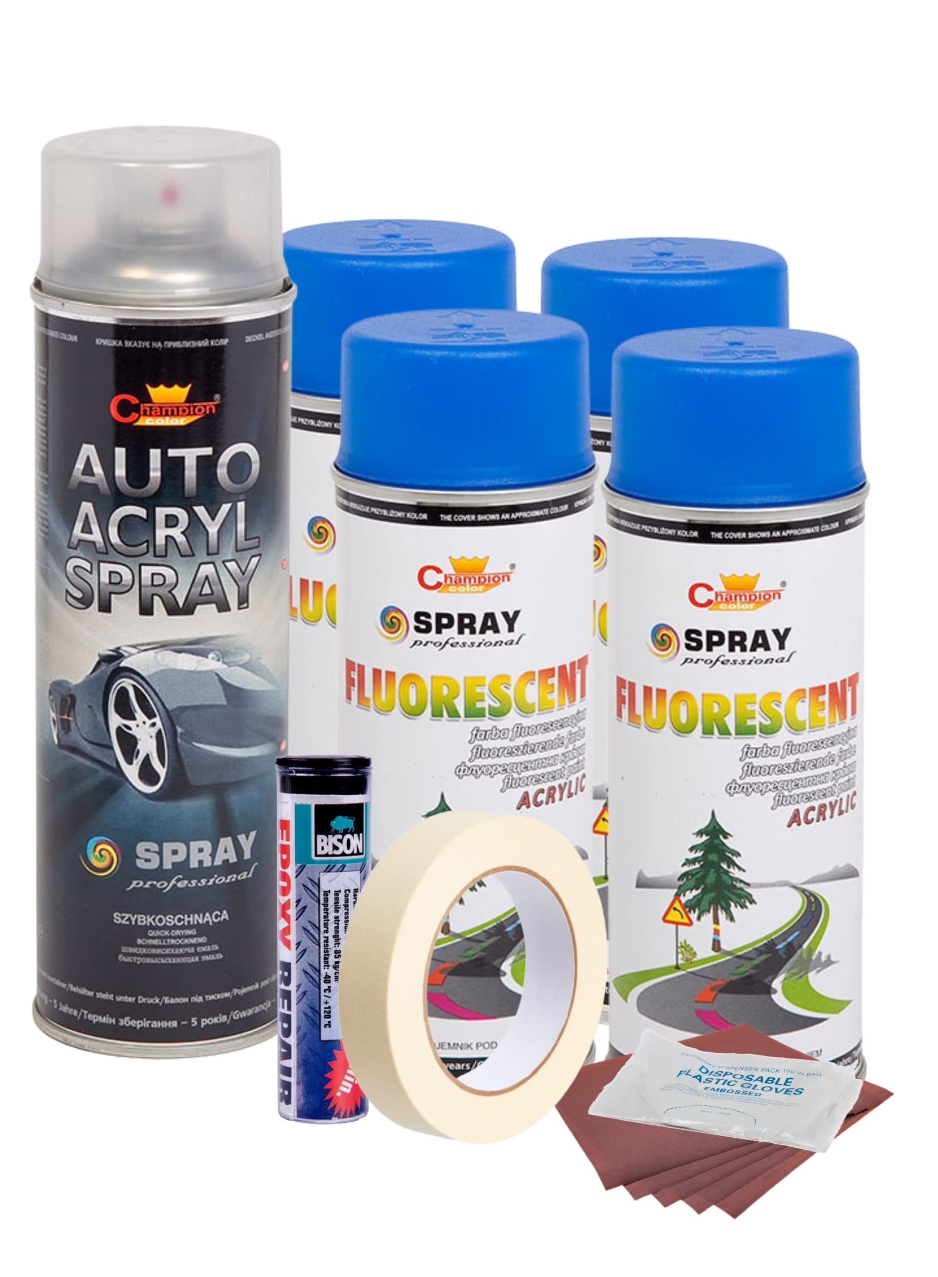 Kit reparatie si vopsire jante AVEX.ro Culoare Albastru Fluorescent V4 — imagine 1