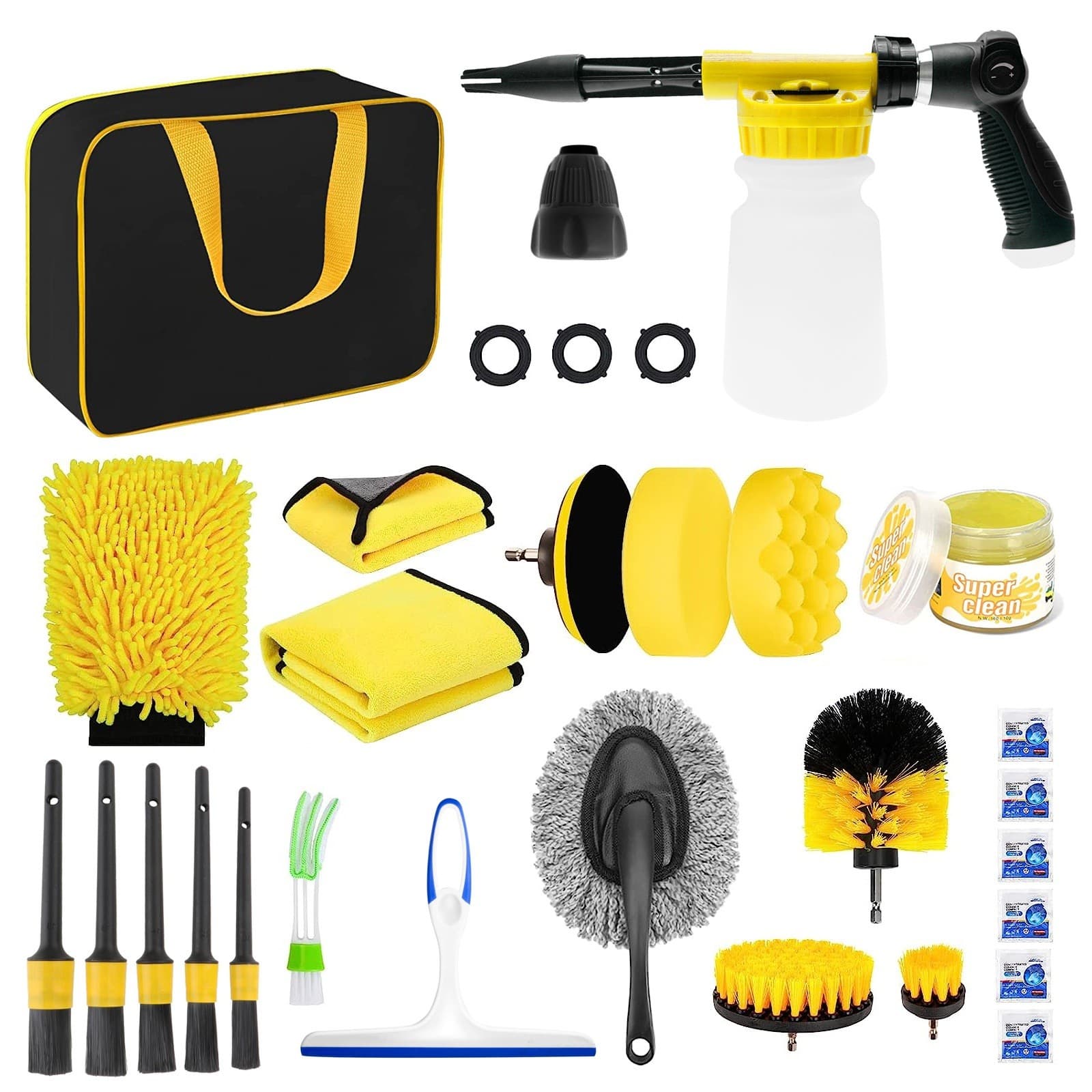 Set accesorii curatare auto Flippy, 26 piese, PP si Microfibra — imagine 1