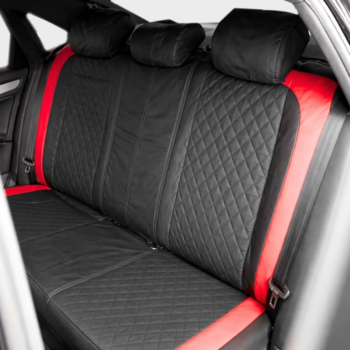 Set huse scaune auto Premium Diamond Racer, Negru/Rosu — imagine 5