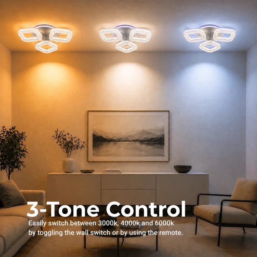 Lustra LED Flippy RENATO Nobile 39W cu telecomanda si cristal Alb — imagine 4