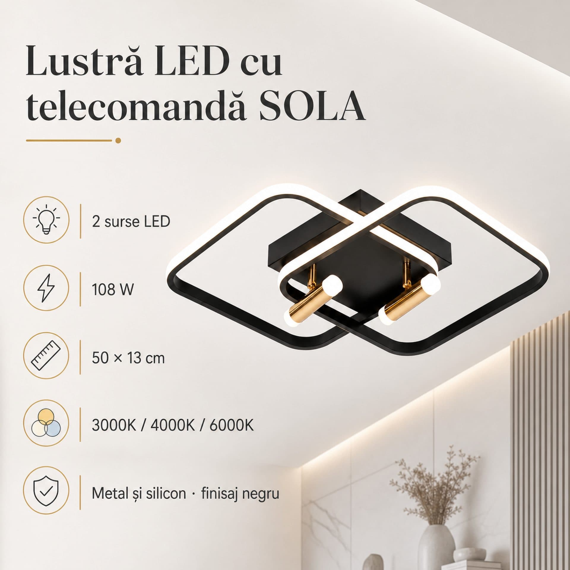 Lustra LED Flippy 2 surse 108W Negru — imagine 4