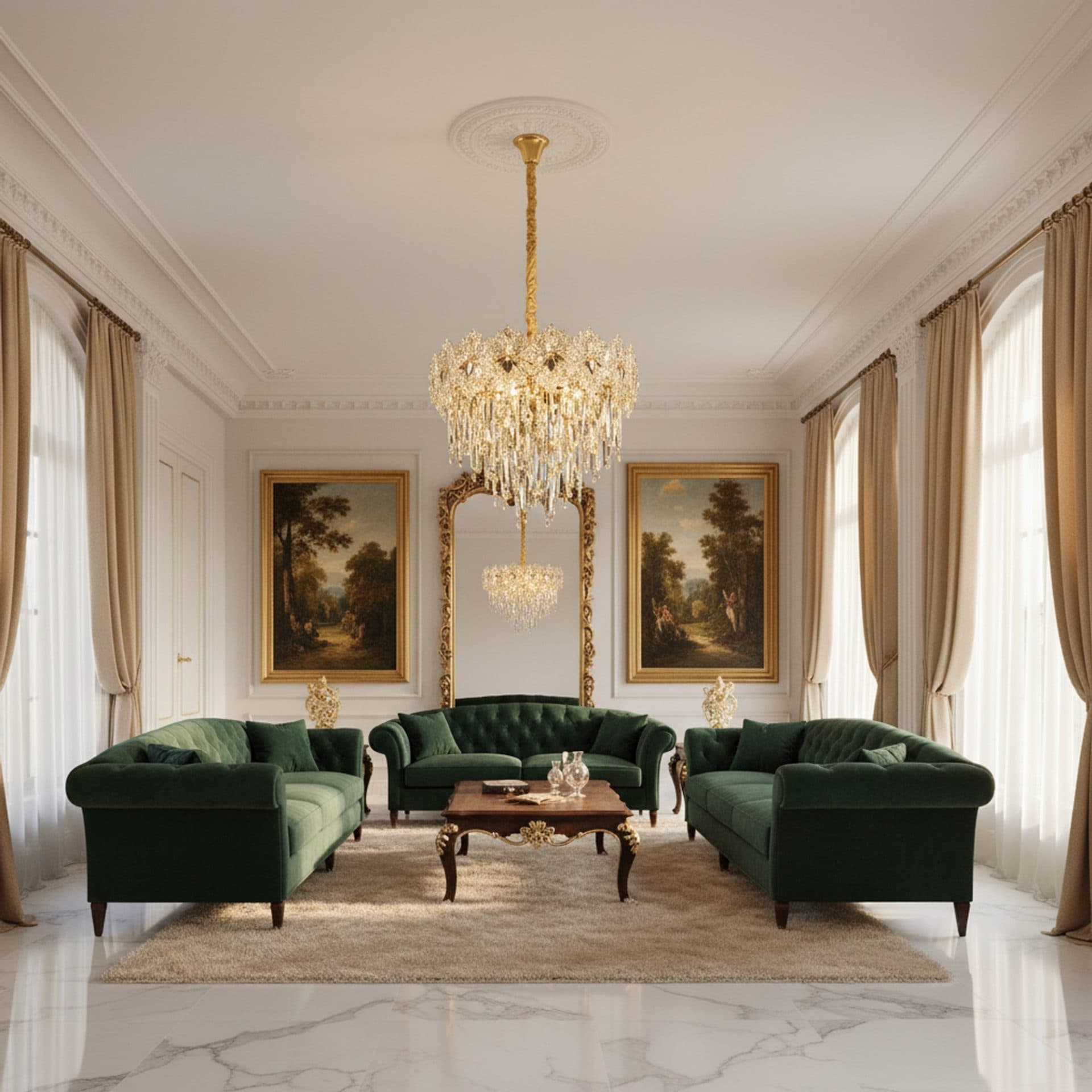 Candelabru Flippy Cristal Eleganza 9xE14 Auriu Lucios — imagine 1