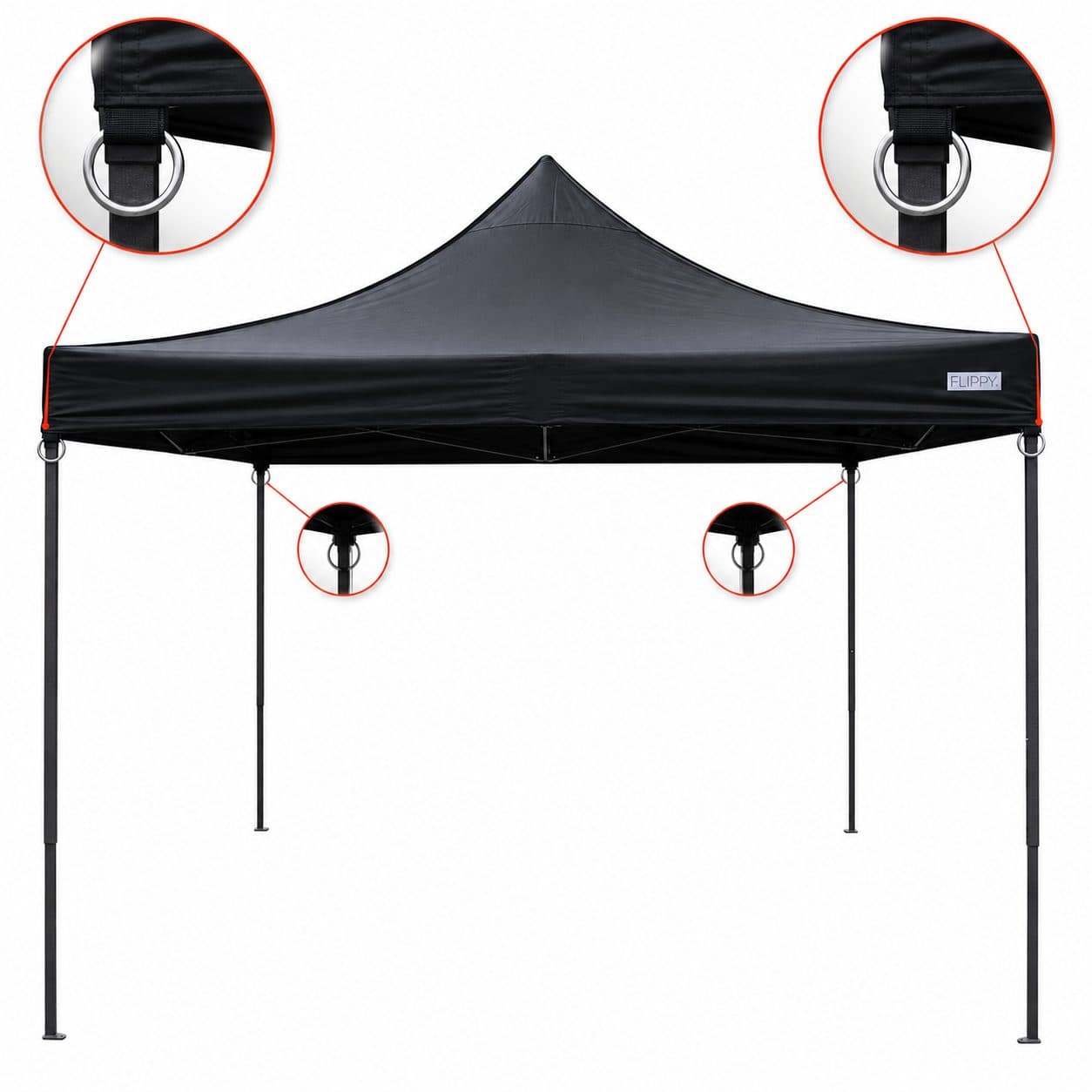 Pavilion pliabil Flippy 3x3m, cadru metal ranforsat, negru — imagine 5