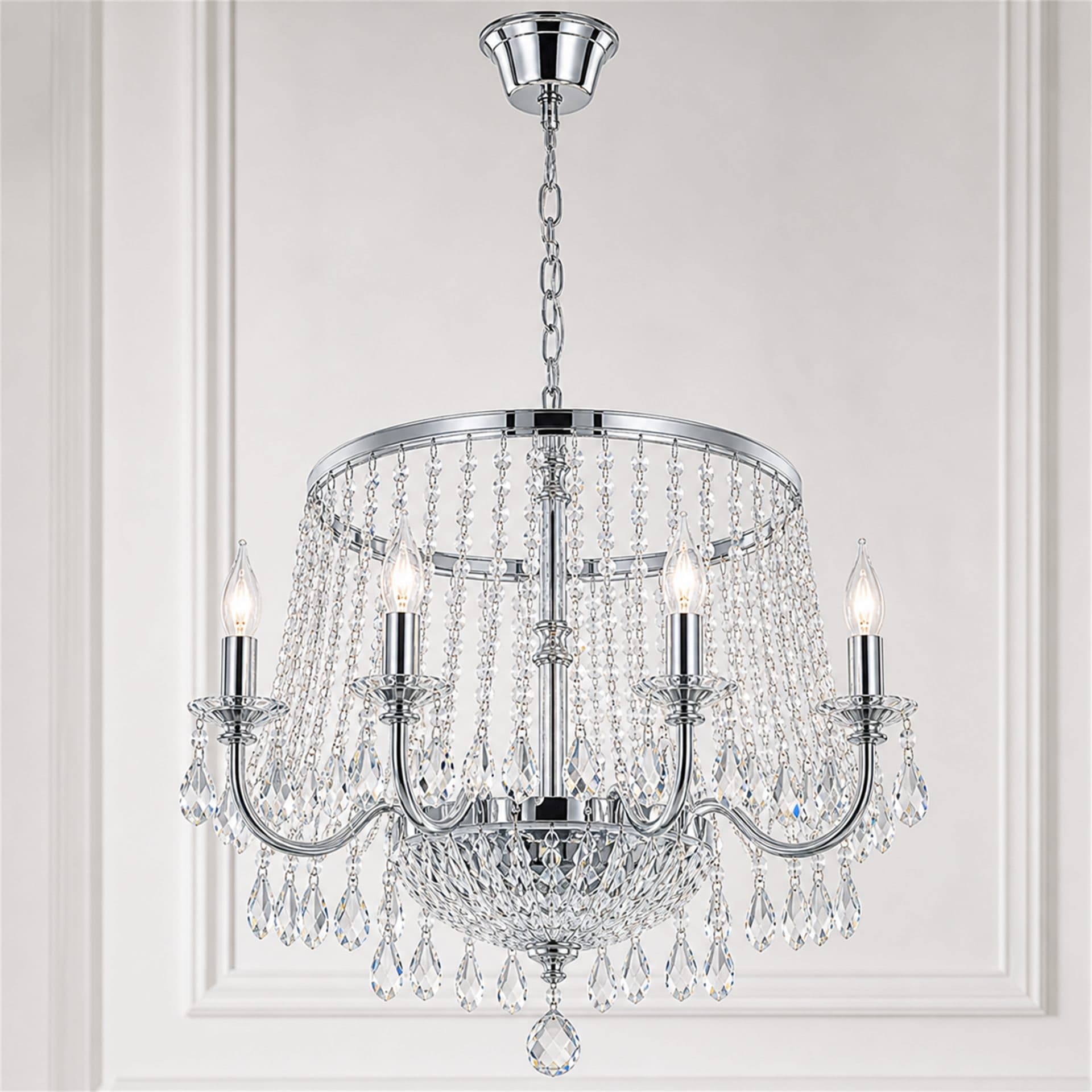 Candelabru Flippy Cristal PUBU Eleganza, 5x E14, Diametru 50cm, Crom — imagine 1