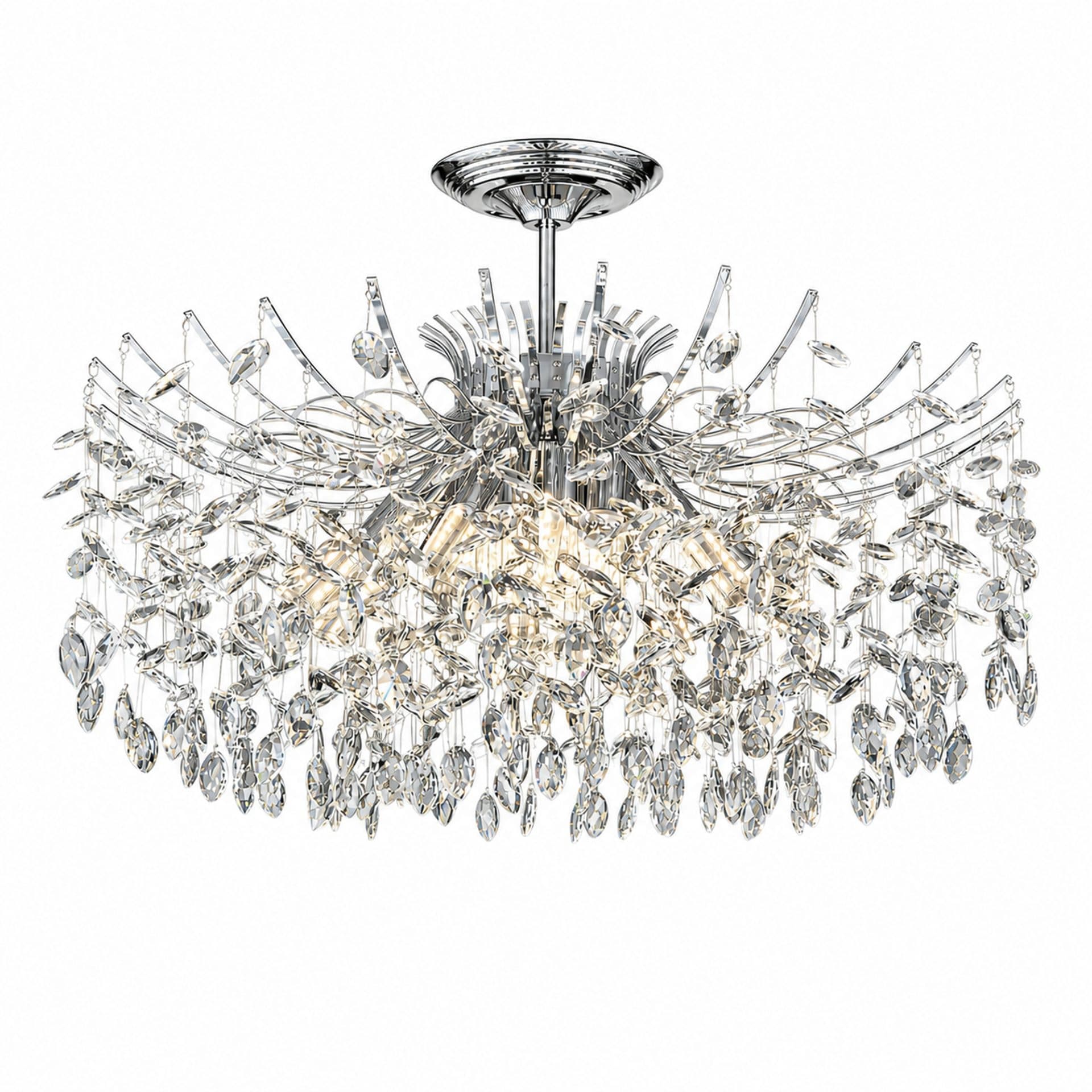 Candelabru cristal PROWES Regalis, 14xE14, 80 cm, crom lucios — imagine 3
