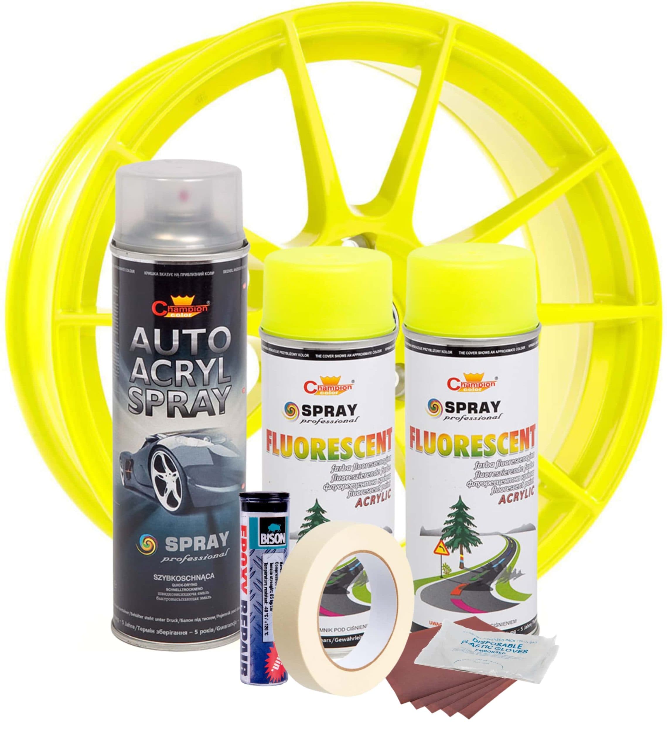 Kit reparatie si vopsire jante AVEX.ro Galben Fluorescent — imagine 2