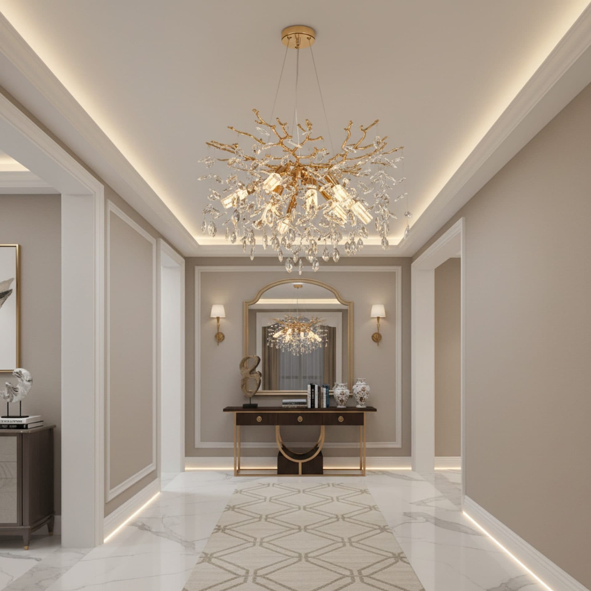 Candelabru Flippy Cristal LEAF Magno Auriu 8x E14 — imagine 4