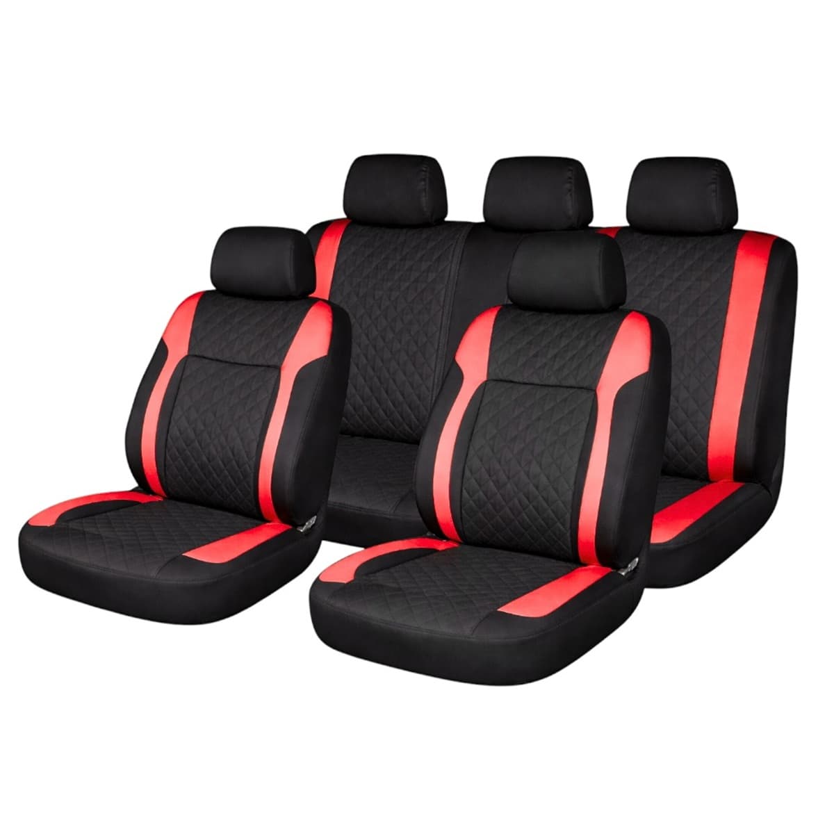 Set huse scaune auto Premium Diamond Racer, Negru/Rosu — imagine 1