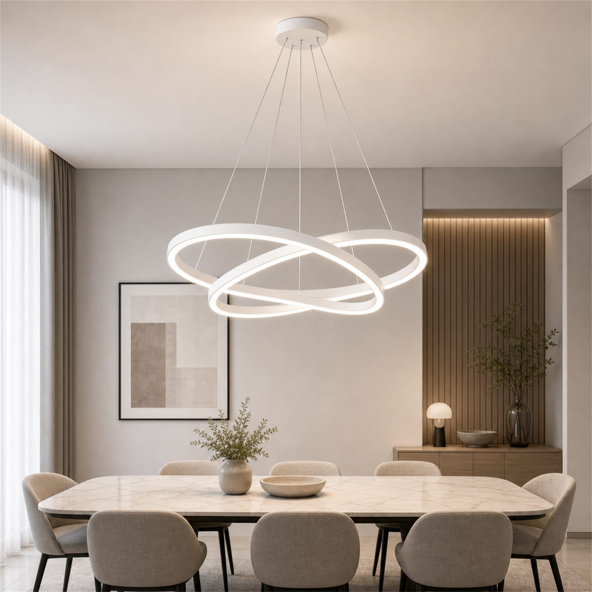 Lustra LED Flippy KALESA Grande, Lumina Neutra 4000K, 28W, Alb, Metal si Acril — imagine 9